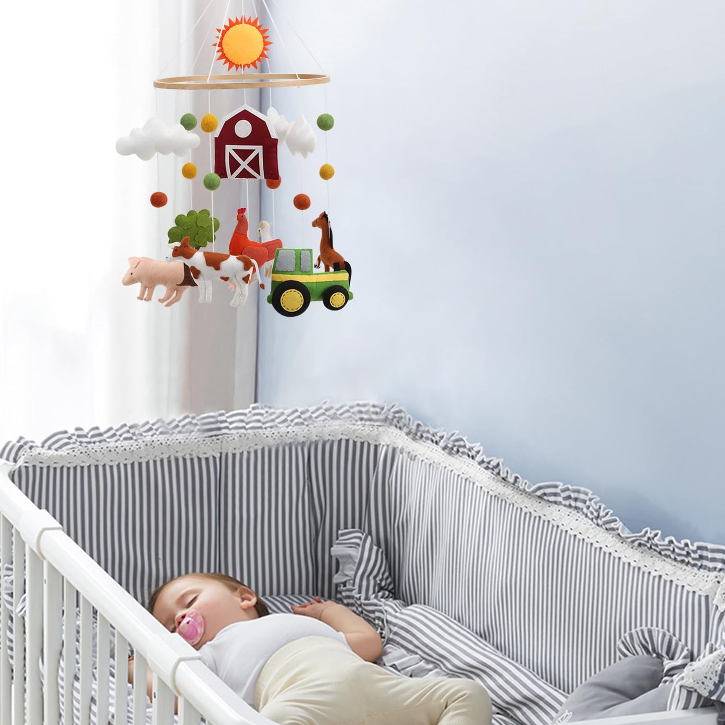 Farm Animal Mobile for Crib - A Colorful Baby Farm Mobile with Animals and barn