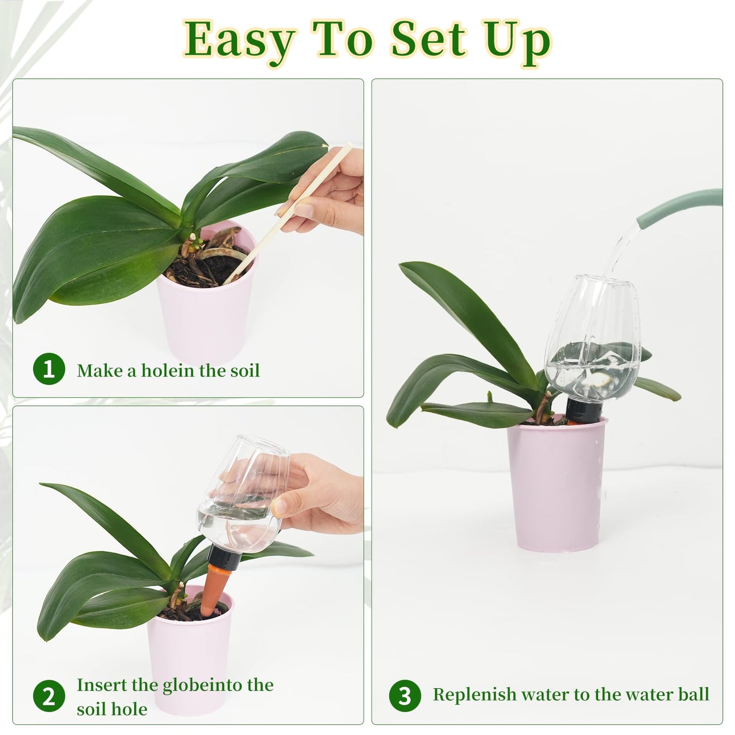 GEWOSI 6pack Plant Self Watering Globes, Plastic Water Bulbs Top Fill, 12.3 oz Plant Watering Devices System Slow Release Terracotta, Water Spikes Stakes for Indoor (Clear-6pack)