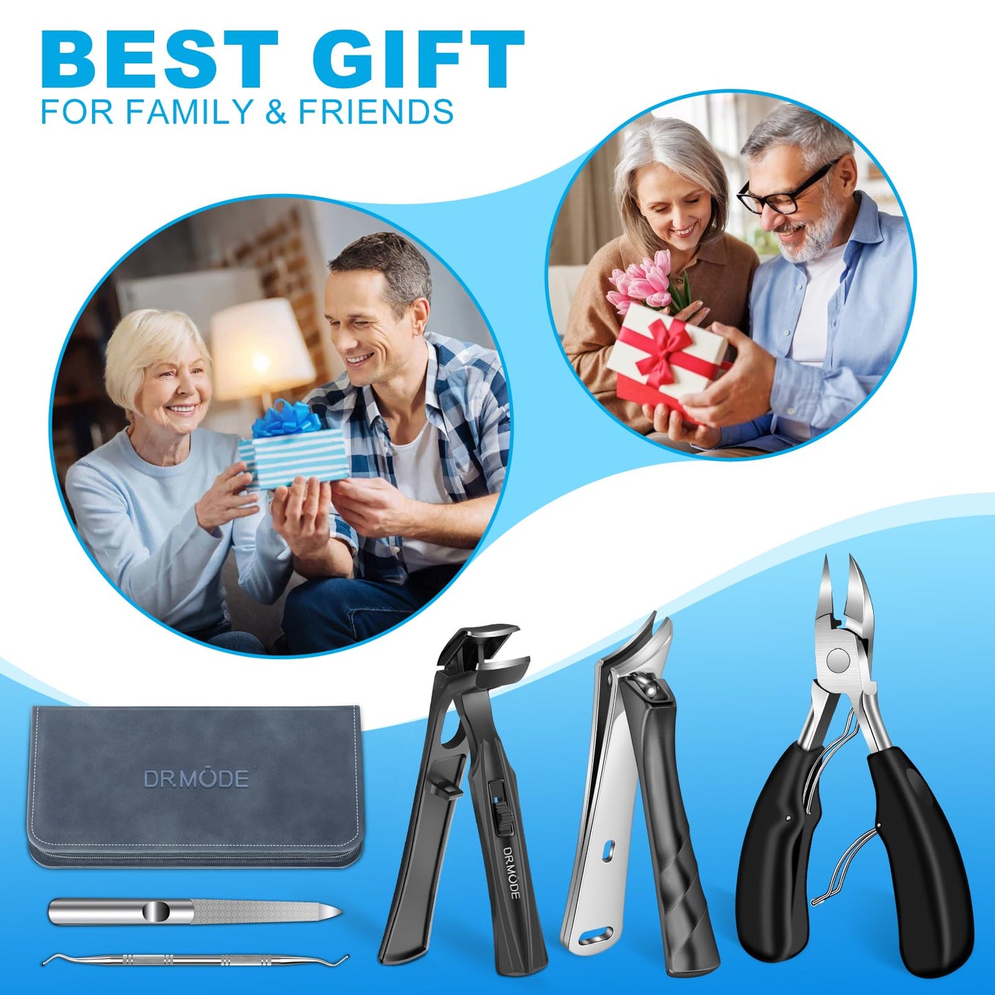 2026 Toenail Clippers for Thick Toenails for Seniors, Angled Head Large Toe Nail Clippers Set for Men, Heavy Duty Ingrown Toenail Clippers with Long Handle, Ultra Sharp Slanted Nail Cutter Wide Jaw
