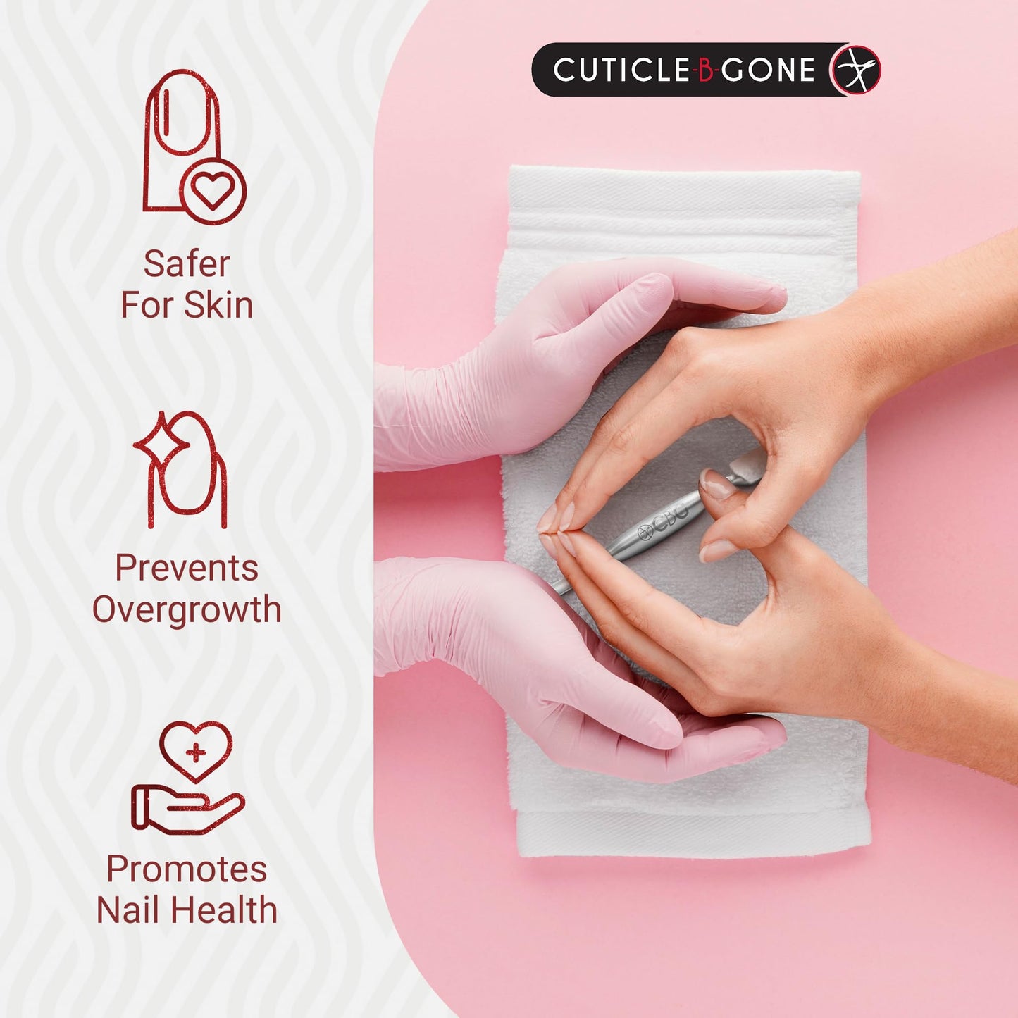 Cuticle-B-Gone Nail Care & Cuticle Remover Tool with Interchangeable Attachments, At Home or Travel Ready, Gentle Cuticle & Hangnail Grooming for Finger Nails & Toe Nails