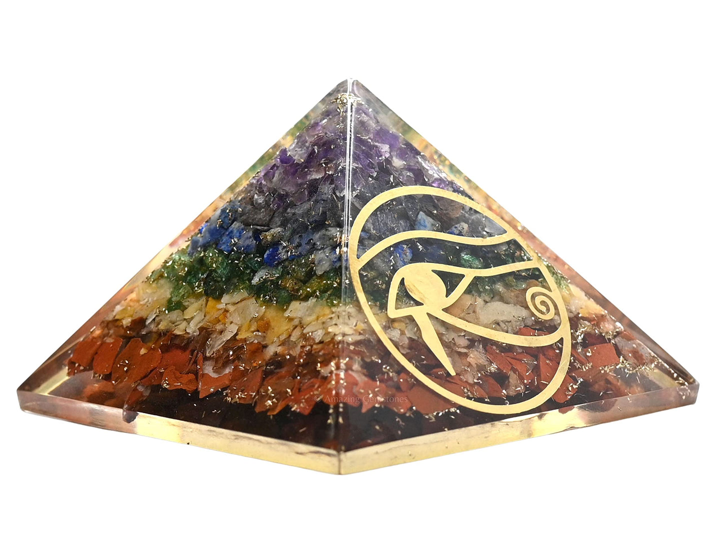 Amazing Gemstone Large Orgone Pyramid | Natural Chakra Pyramid Crystal | Eye of Horus Orgonite Pyramid | Organ Pyramids Positive Energy Healing