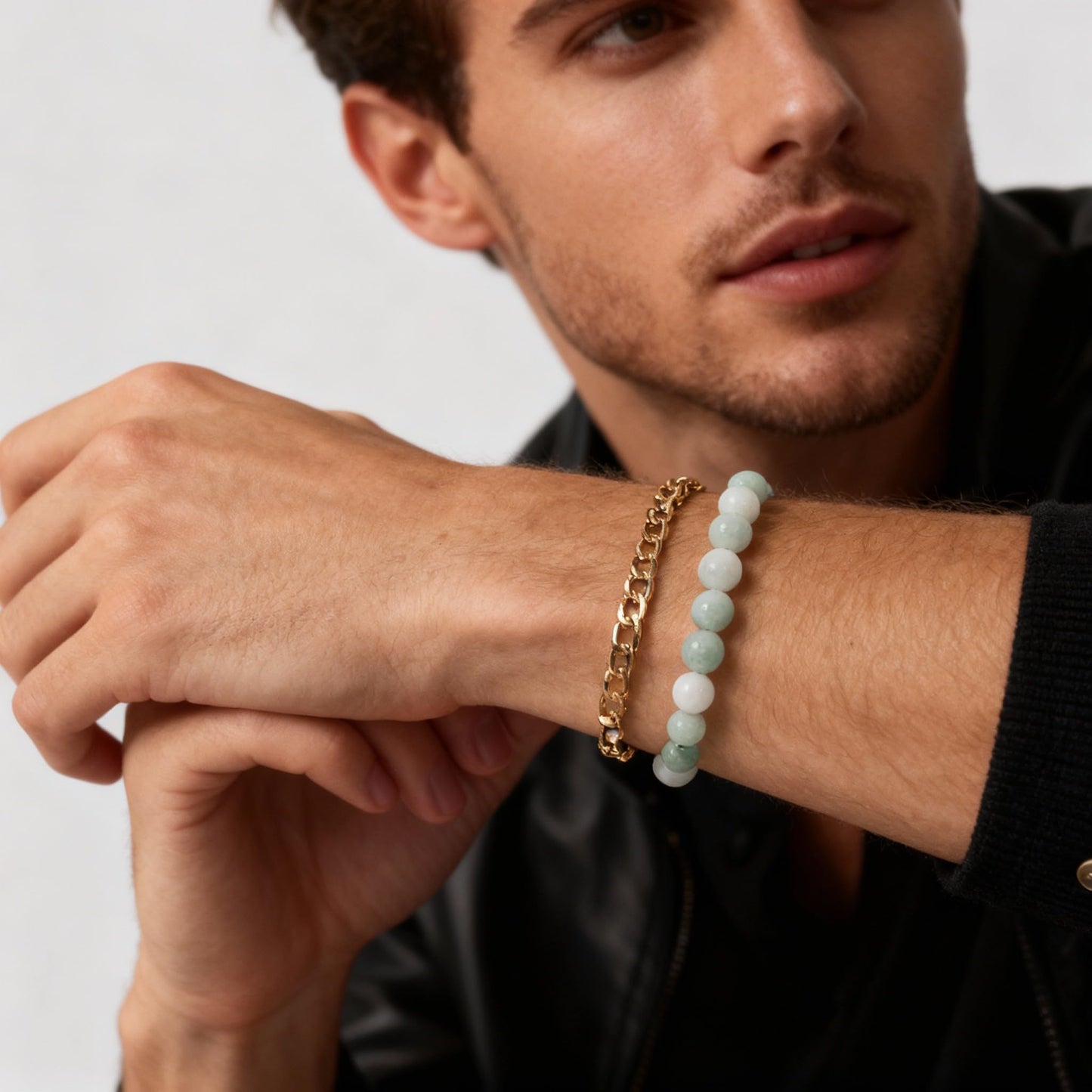 The Vida Handmade AAA+ Quality Crystal Stretch Elastic Bracelet - Nature Gemstone - Jewelry Gift - Holiday Gift - For Women & Men (Jade from Burma)