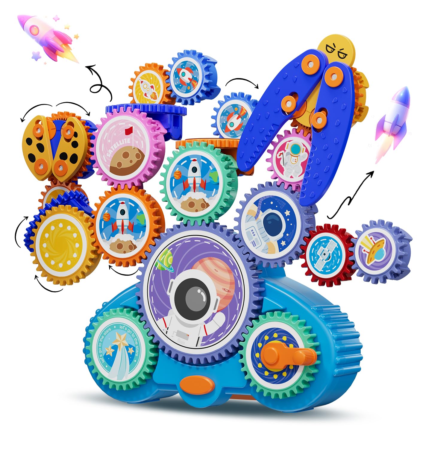 Fivoro STEM Gears Toys for Kids Ages 3+, Creative Learning Building Blocks, 18Pcs Educational Construction Toy Set, Electric & Manual Dual Mode, Versatile Gear Playset Gift for Boys & Girls