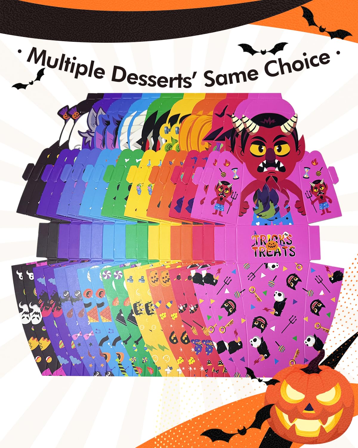 qiqee Halloween Candy Boxes with Window 36packs 4x6.5x2 Inch Bakery Box