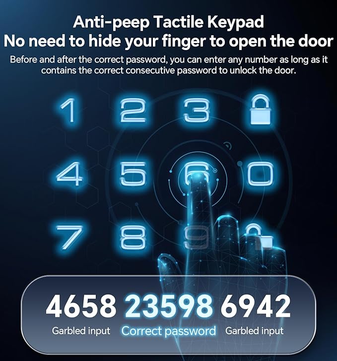 Keyless Entry Keypad Deadbolt with Handle Set, Auto-Lock + One-Touch Lock, 100 Codes + Easy Install, Ideal for Airbnb/Homes/Offices, Fits U.S. Standard Front Doors, Oil Rubbed Bronze