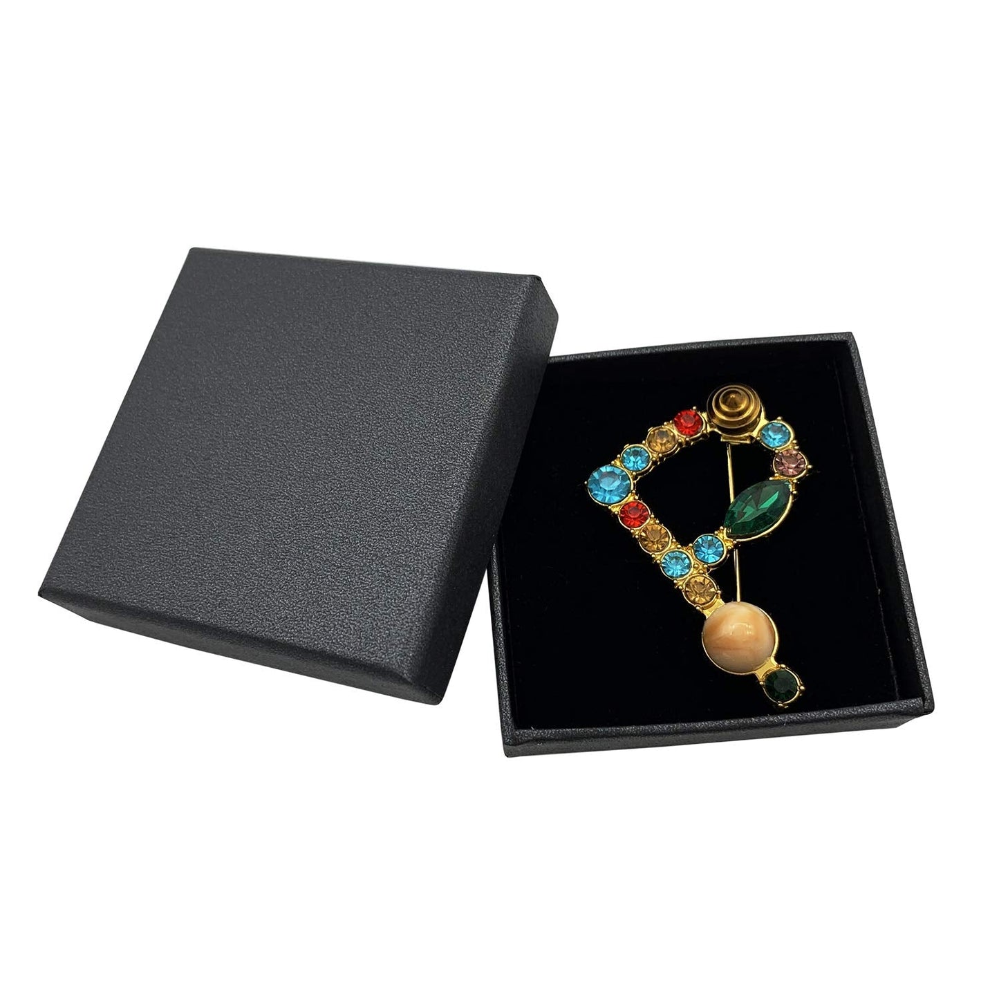 XGALBLA Letters P Plated Metal Stone Clear Colorful Crystal Lapel Pin Brooches Collar(Gold Tone)