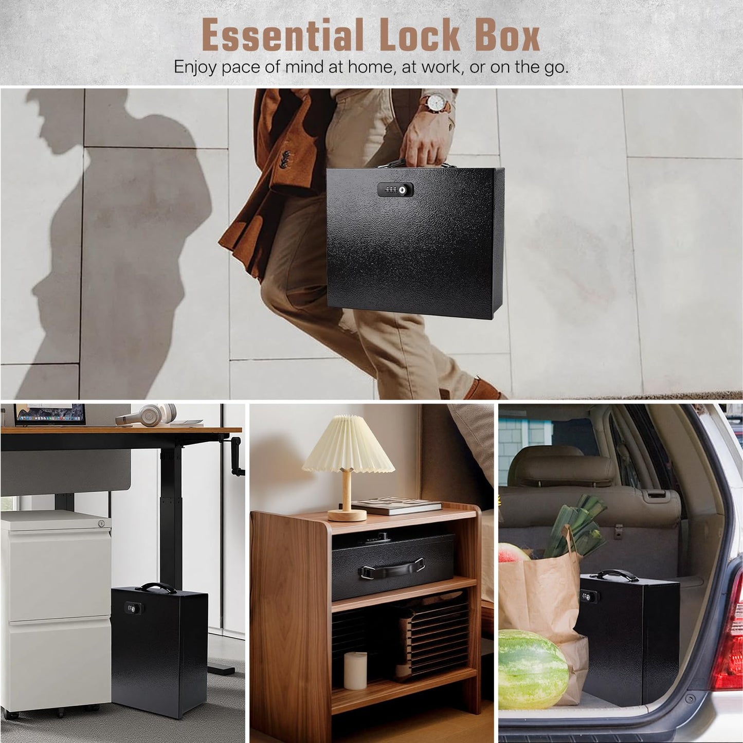 Fireproof Safe Lock Box Metal, Fire Proof Safe for Home Documents, Portable Security Box with Dual Combination and Key Lock for Personal Items,Passport, Money, X Large 13.2" x 11" x 4.13"
