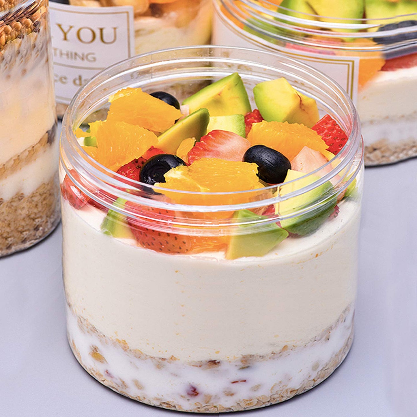 12oz Clear Plastic Storage Jars Containers,8 Pack Refillable Wide-Mouth Plastic Slime Storage Containers for Beauty Products,Kitchen & Household Storage - BPA Free