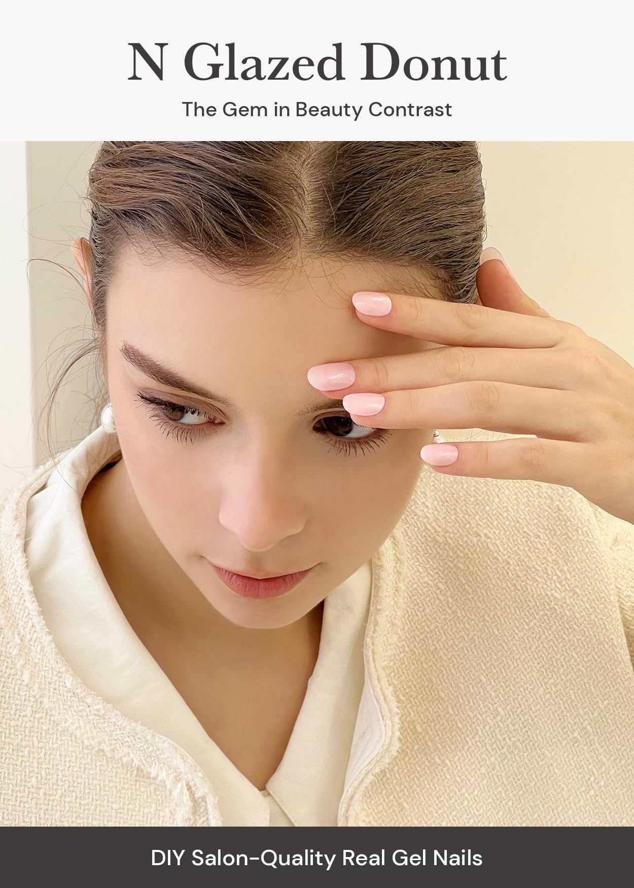 ohora Semi Cured Gel Nail Strips (N Glazed Donut) - Extended Size Range, Works with Any Lamps, Salon-Quality, Long Lasting, Easy to Apply&Remove - Includes 2Prep Pads, Nail File&Wooden Stick