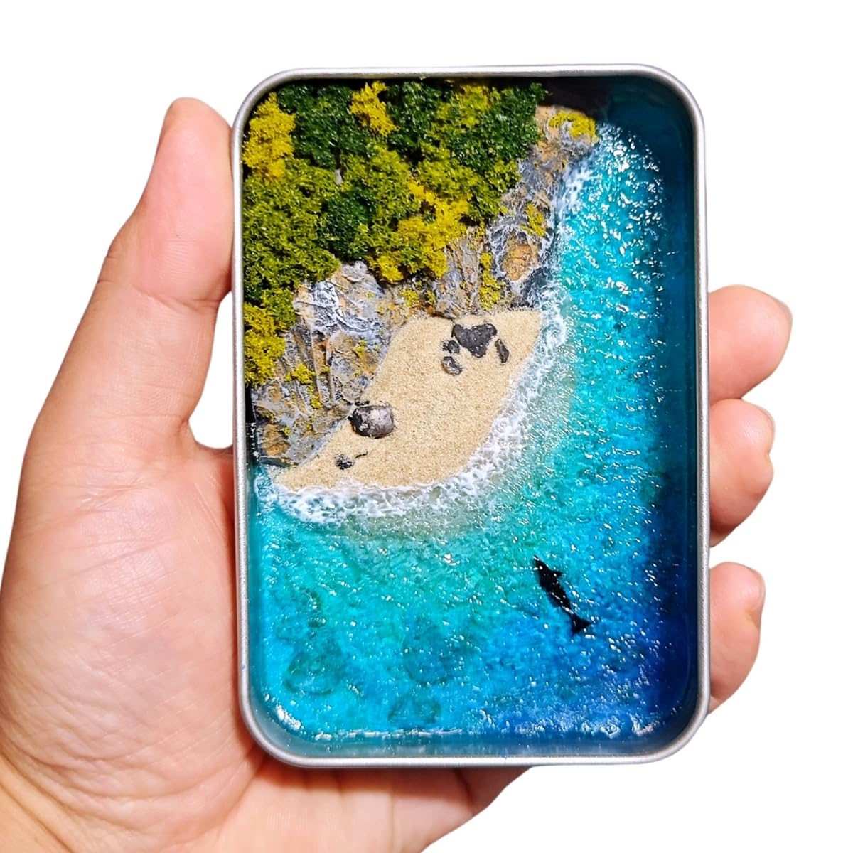 CalorMixs Mountains and Sea in a Box Miniature Landscape Art DIY Craft Kit; Adult Paint Arts & Crafts Project; Mini Beach Dolphin Unique Handicrafts