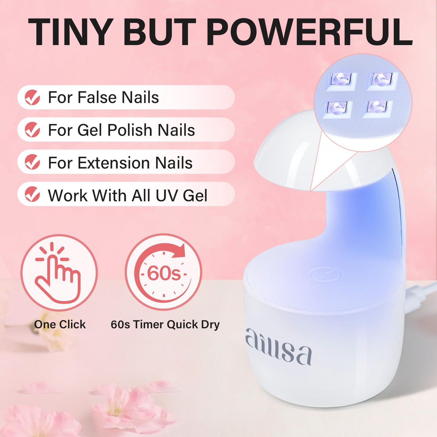 AILLSA Almond Nail Kit with U V Lamp 240pcs Short Gel Nail Tips and Glue Gel Kit with 2 in 1 Nail Glue Base Top Coat and Nail Dehydrator for Beginners DIY Home Salon