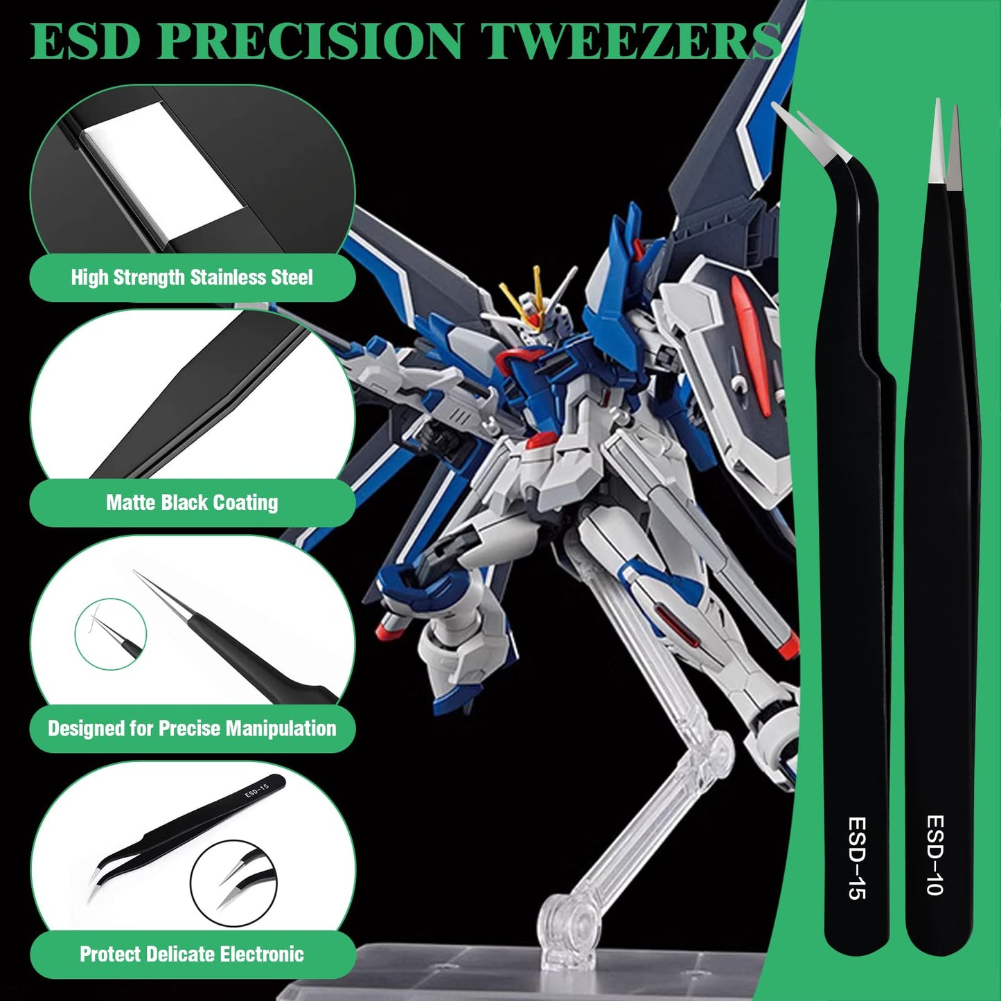 Yauhar 17Pcs Hobby Model Basic Tool Kit Contains Flush Pliers, Mini File, Crafting Knife with Replacement Blades, Tweezers, Professional Modeling Building Fixing Set for Gundam