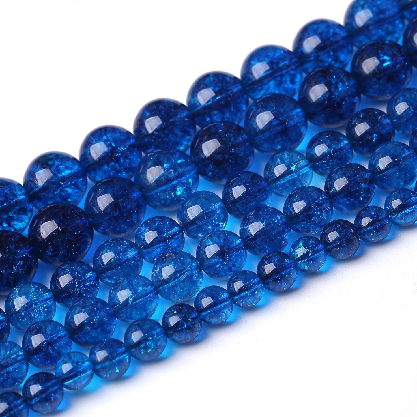 60pcs 6mm Natural Blue Crystal Crackle Quartz Stone Round Loose Beads for Jewelry Making DIY Bracelets Necklaces Energy Healing Stone Beads 15"(6mm, Blue Crackle Quartz)