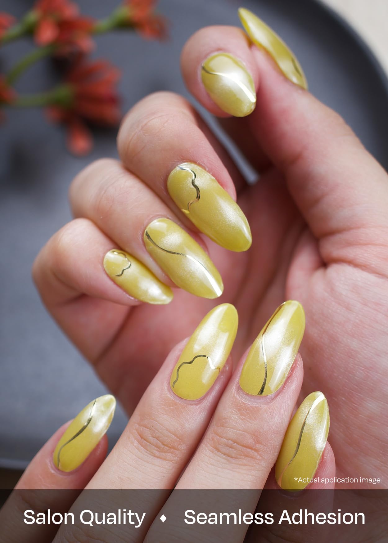 ohora Semi Cured Gel Nail Strips (N Mustard Ray) - Works with Any Nail Lamps, Salon-Quality, Long Lasting, Easy to Apply & Remove