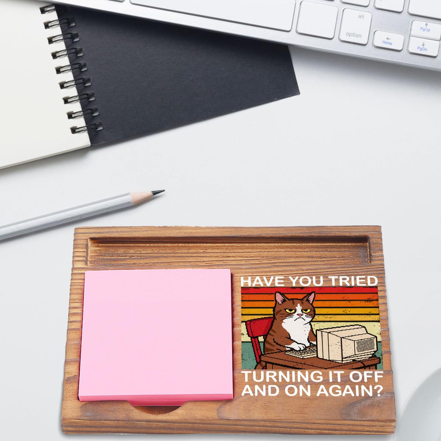 Funny Desk Note Pad Holder for Coworker Appreciation, Thank You Gift for Team Boss, IT Office Desk Reminder EDP266