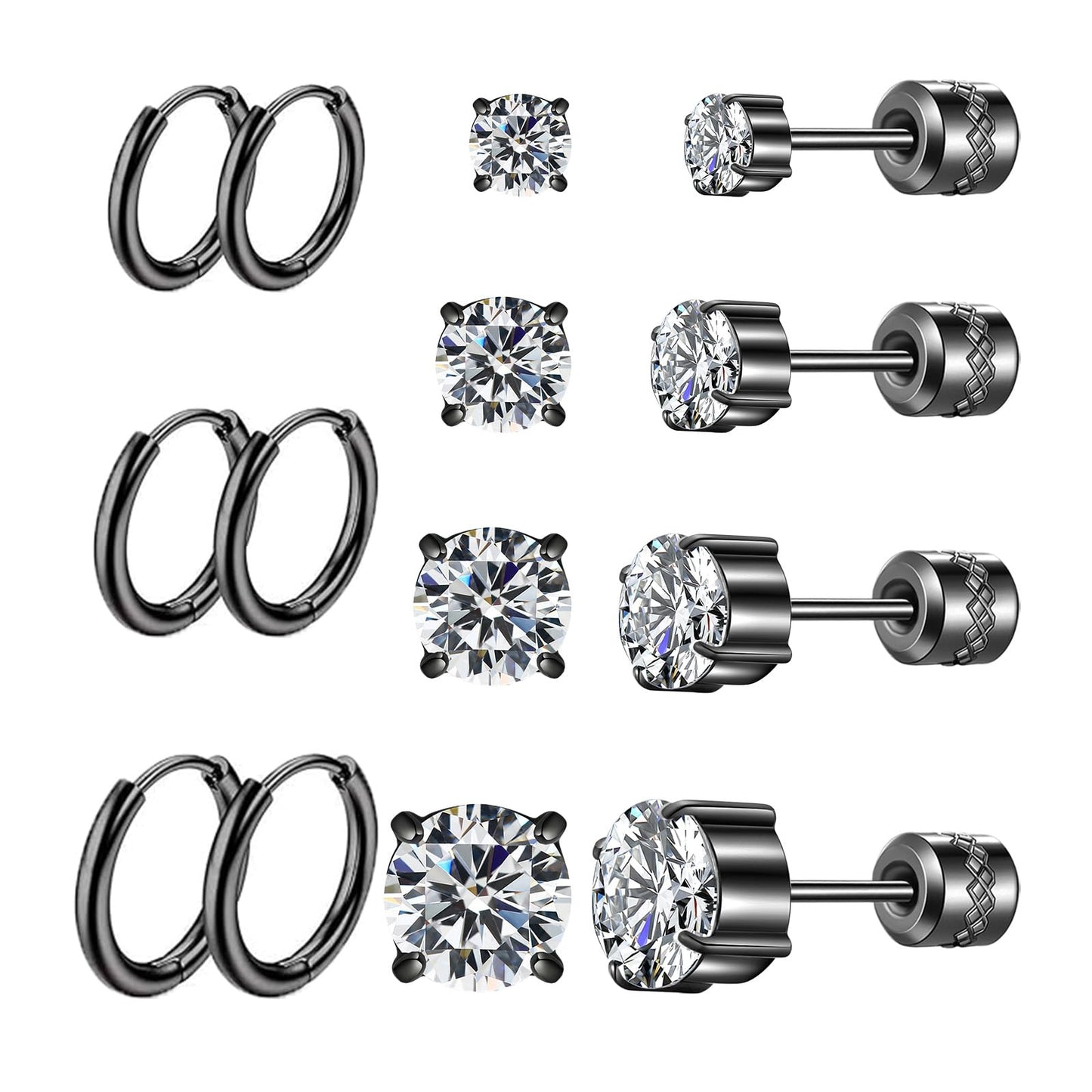 ZQGOFPT 7 Pairs 𝐓𝐢𝐭𝐚𝐧𝐢𝐮𝐦 𝐒𝐜𝐫𝐞𝐰 𝐁𝐚𝐜𝐤 Earrings for Women Men, 𝐒𝐮𝐫𝐠𝐢𝐜𝐚𝐥 Stainless 𝐒𝐭𝐞𝐞𝐥 Hoop Huggie 𝐄𝐚𝐫𝐫𝐢𝐧𝐠𝐬 Rainbow 5A 𝐂𝐮𝐛𝐢𝐜 𝐙𝐢𝐫𝐜𝐨𝐧𝐢𝐚 Stud Earrings Set Multiple Cartilage 𝐏𝐢𝐞𝐫𝐜𝐢𝐧𝐠 Sleeper Jewelry for