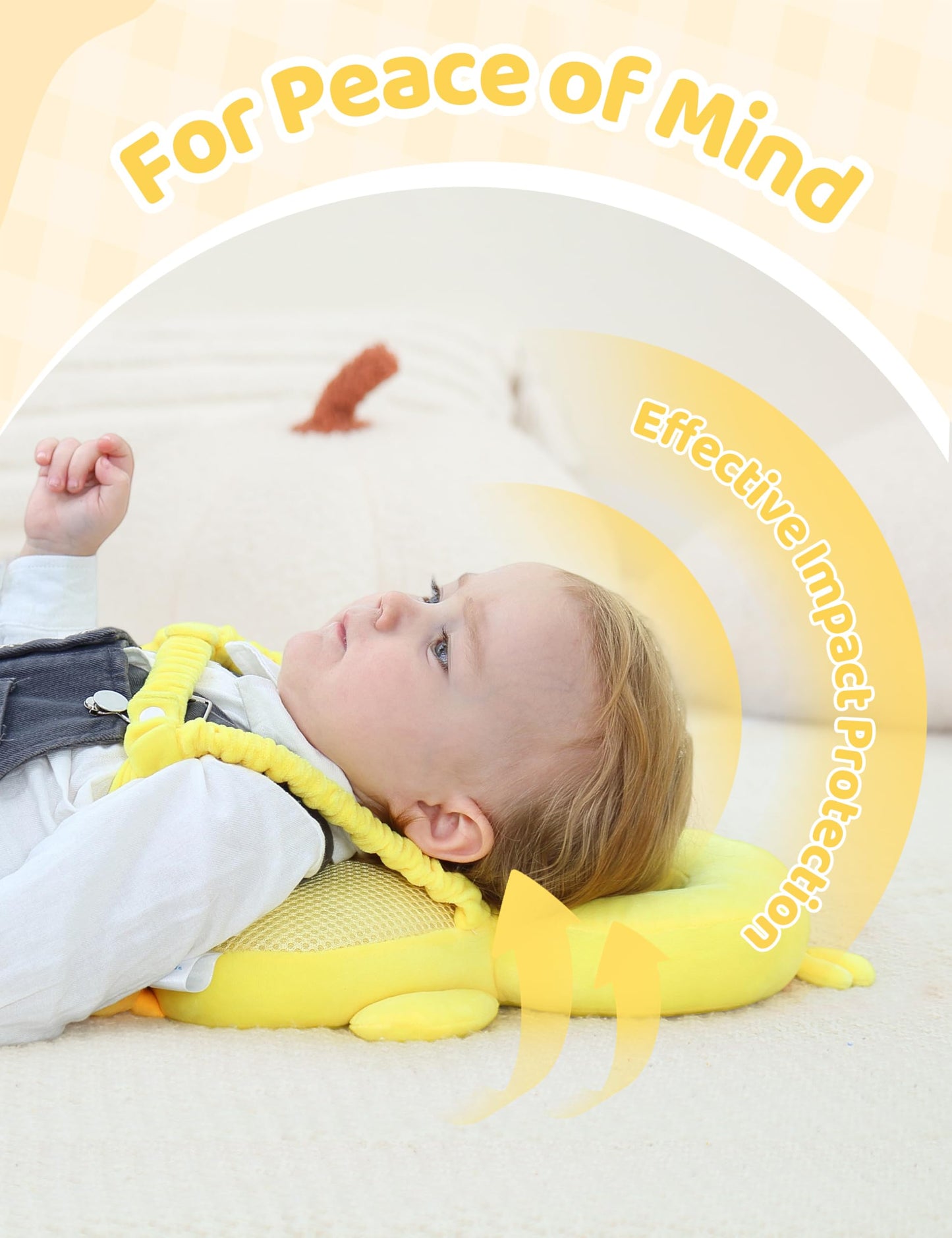 JunNeng Baby Head Protector Backpack with Squeaker，Toddler Head Safety Protection Cushion, Yellow Duck