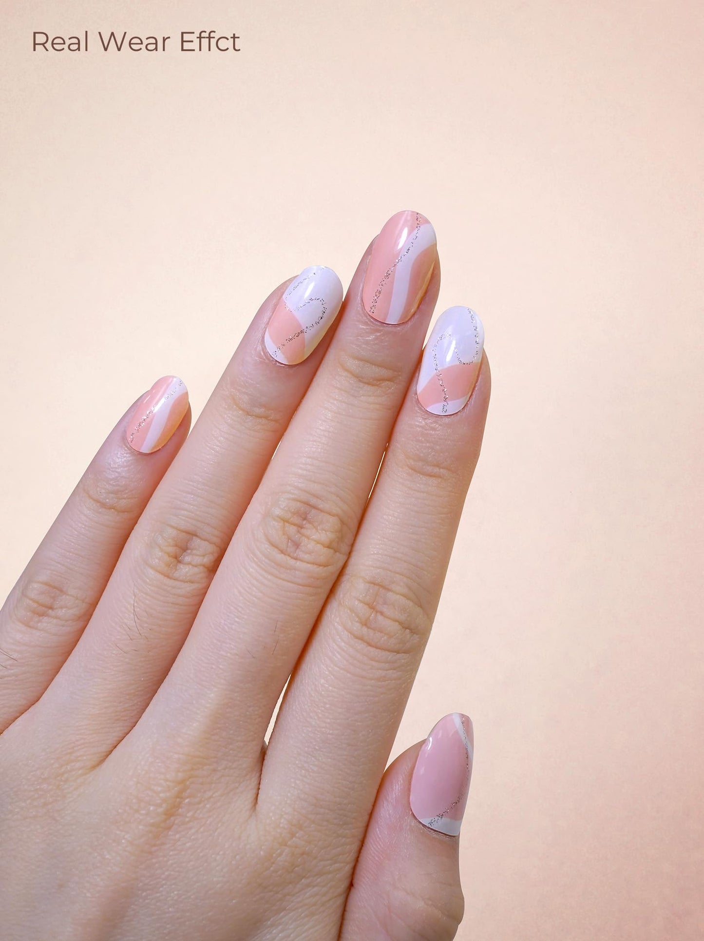 Beaolata Real Gel Nail Strips (No UV Light Needed) - 44Pcs Salon Quality Nail Stickers - Long Lasting Polish Wraps for Women, Easy Apply & Remove (Marble Pink)