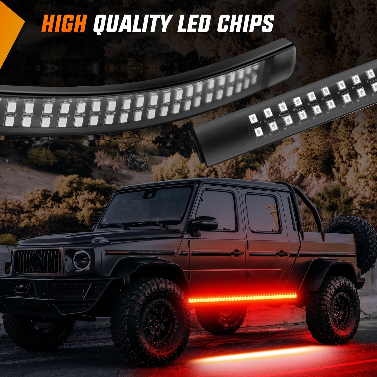 Nilight 2PCS 70 Inch Emergency Strobe Light Strip 1125 LED Running Board Lights Red Flexible Side Flashing Warning Caution Safety Waterproof for Truck Construction Vehicles Pickup