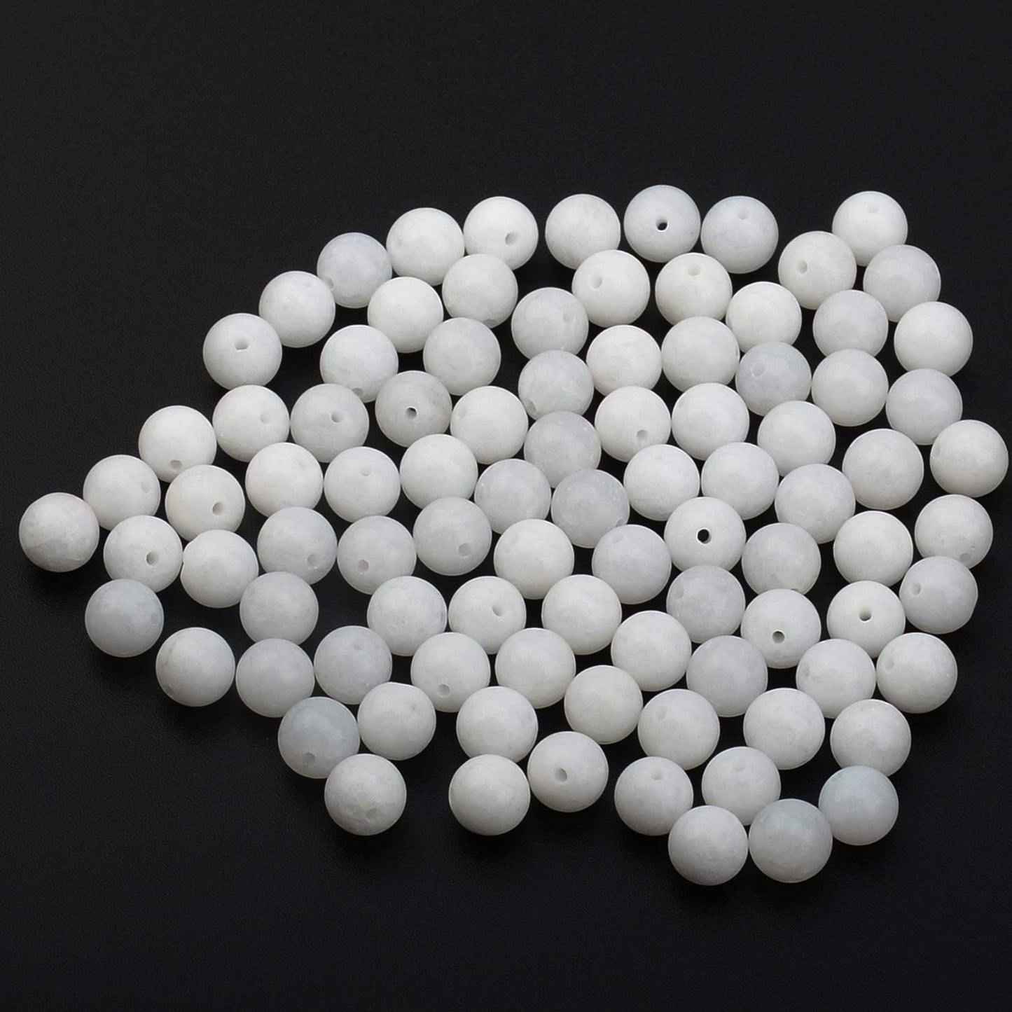 LPBeads 100PCS 8mm Natural White Alabaster Gemstone Round Loose Beads for Jewelry Making with Crystal Stretch Cord