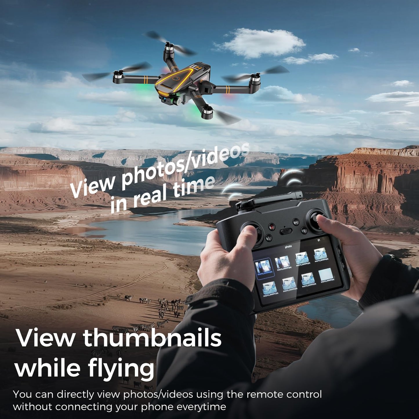 GPS Drone with EIS 4K Camera for Adults Kids, RC Drones with 4.5 inch HD Screen on Controller,Auto Return,2 Batteries for 45 min Flight Time,Long Range Transmission,Circle Fly and Follow Me Mode,Foldable Quadcopter for Beginner Kids Gifts Toy,Under 249g