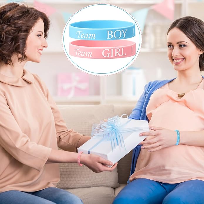60 Pcs Gender Reveal Bracelets | Team Boy & Team Girl Silicone Wristbands for Gender Reveal Party Supplies & Decorations