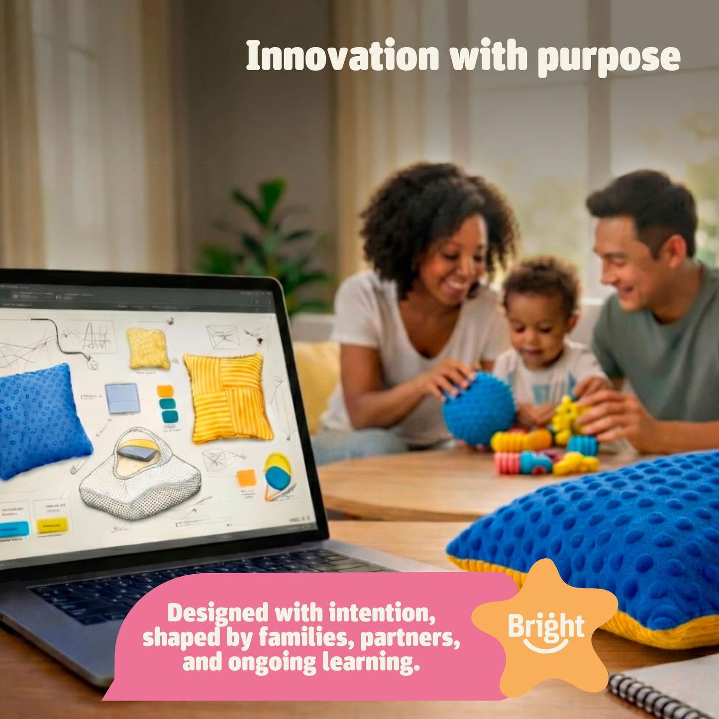Bright Autism Sensory Pillow (Yellow & Blue)