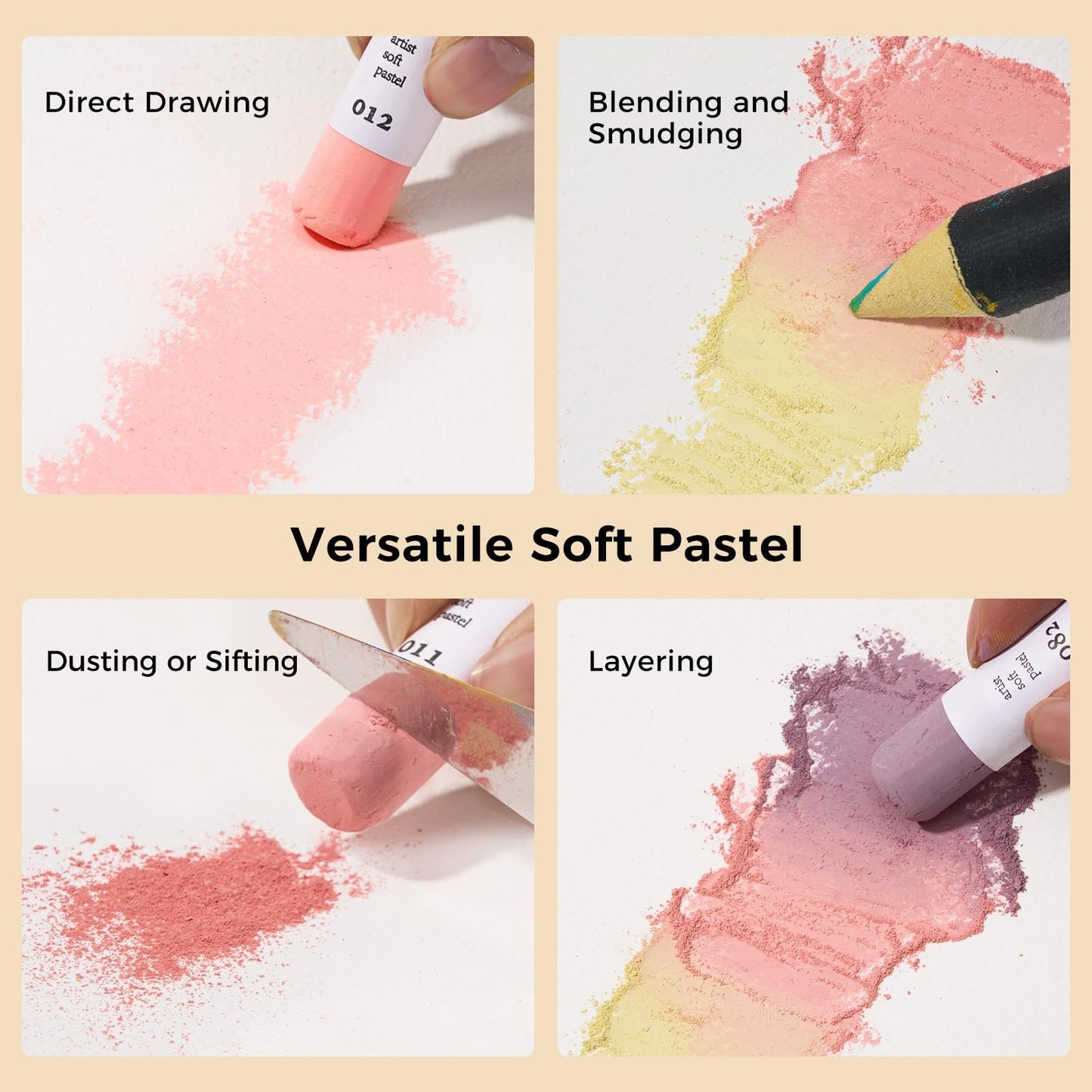 LIGHTWISH 36-Color Professional Soft Pastels Set for Artists, Beginners & Adults - Non-Toxic, Vibrant Drawing Pastel Sticks for Art Sketching & Shading-Skin Tone