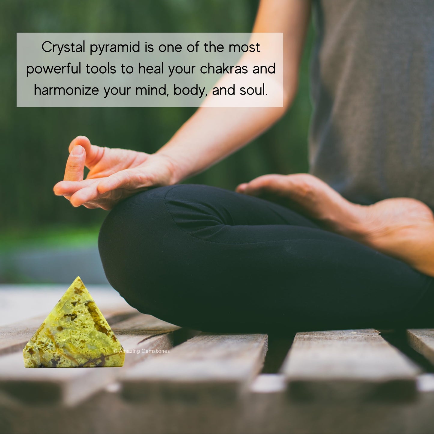 Amazing Gemstone Green Opal Pyramid Crystal Healing Stones - 1.5" Great Pyramid Figurine of Natural Stone Pyramid for Meditation, Reiki, Chakra Balancing and Crystal Pyramids Grid
