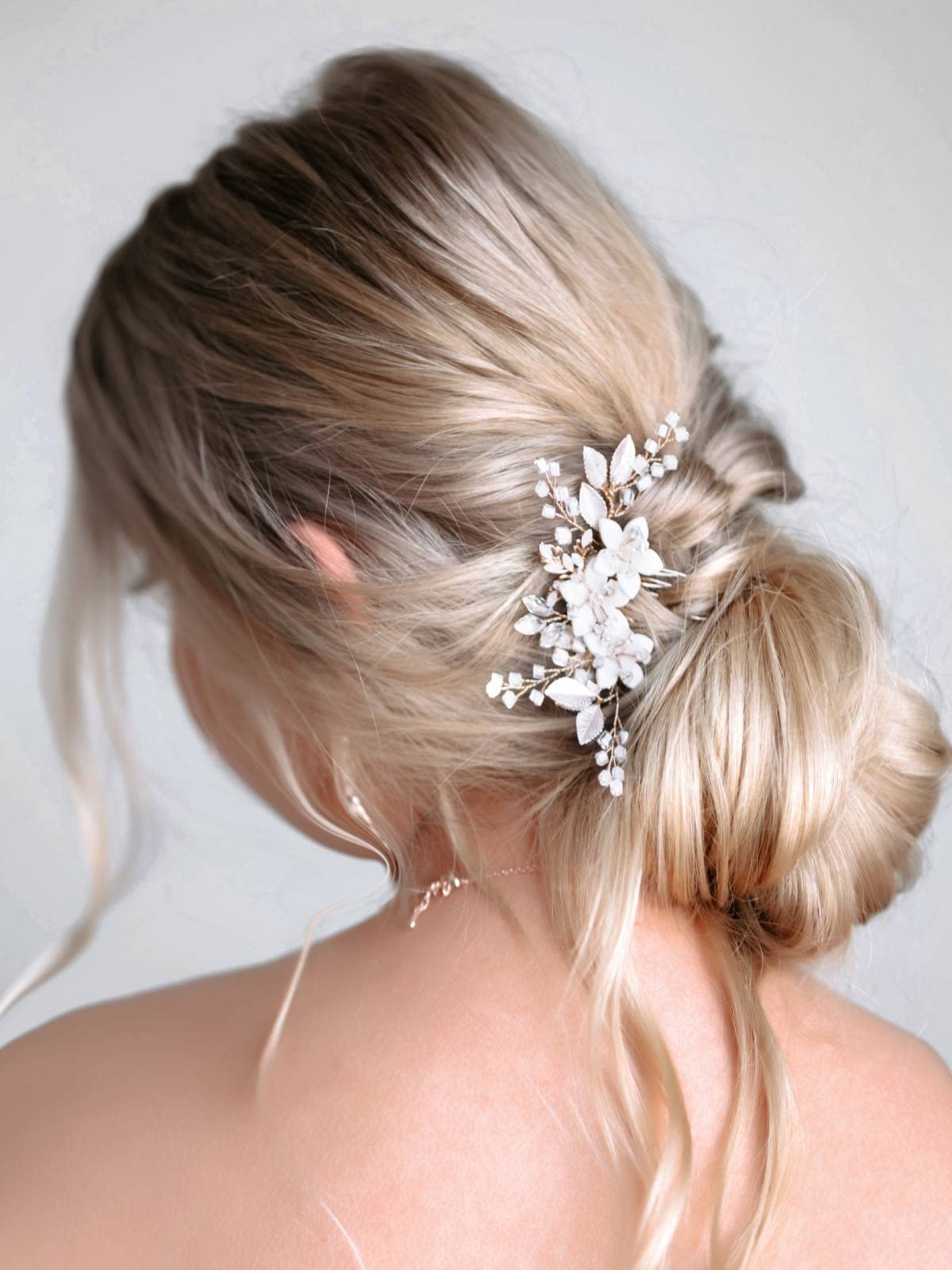 SWEETV Wedding Hair Comb Clip Bridal Crystal Wedding Hair Accessories for Brides and Bridesmaid, Gold