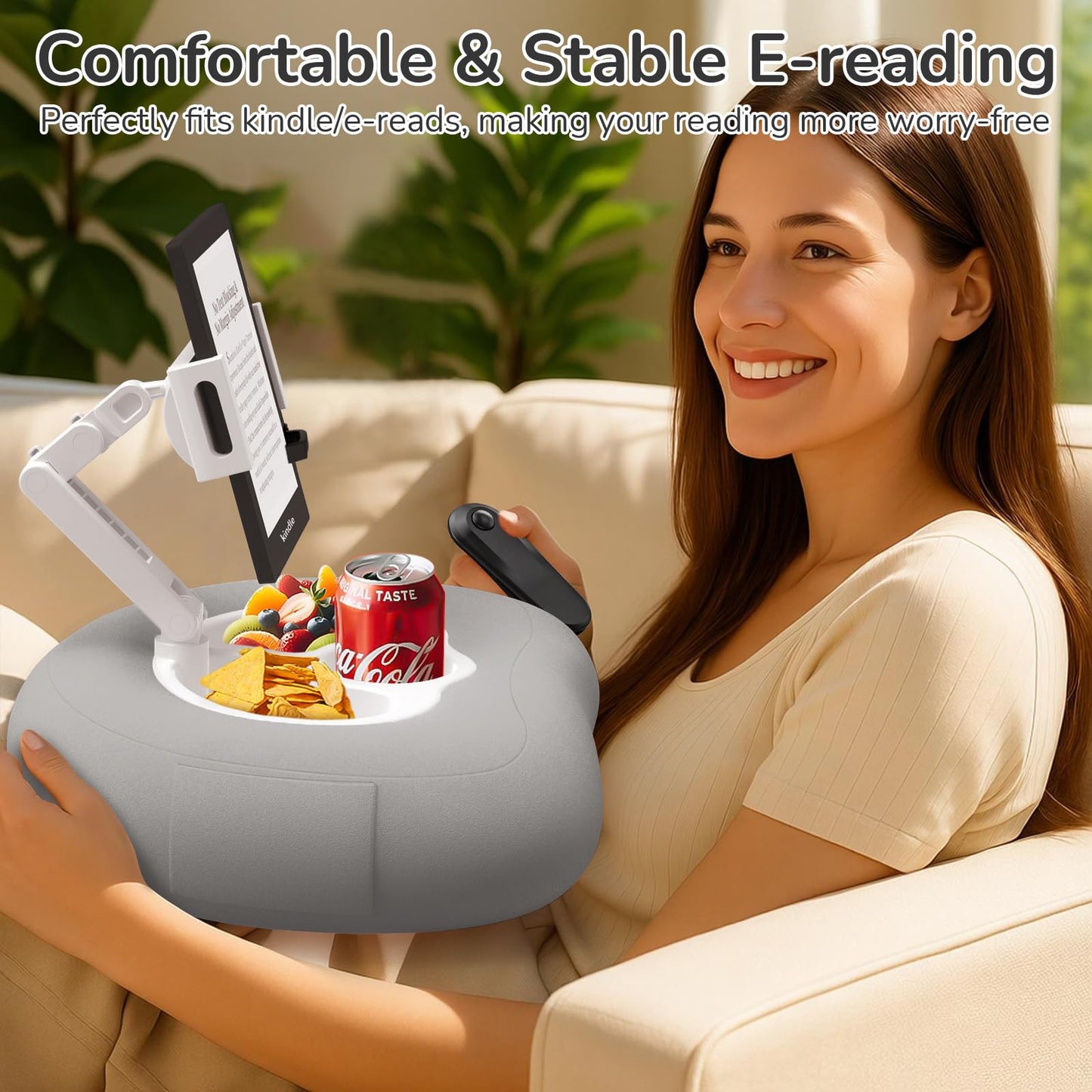 Tablet Pillow Stand for Kindle iPad Compatible with 4.7"-10" Phone/Tablet, iPad, iPhone, Samsung, Google, Kindle Holder for Bed Sofa Healthy Reading Lazy Person's Magic Tool and Relieve Neck Pressure