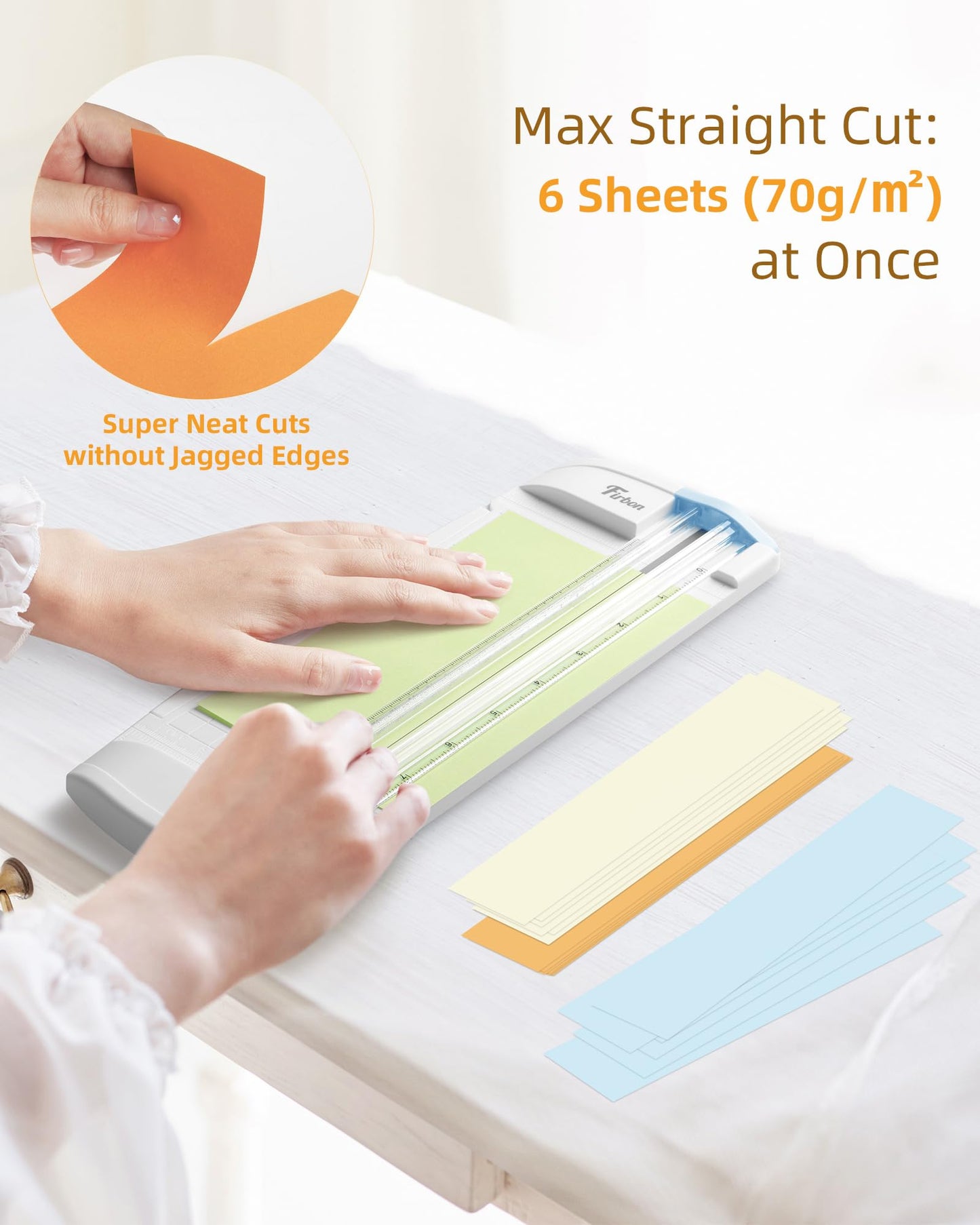 Firbon 3-in-1 Blue A5 9" Paper Cutter Bundle with 3Pcs Refill Blades for Crafts, Scrapbooking, Labels& Home Offic