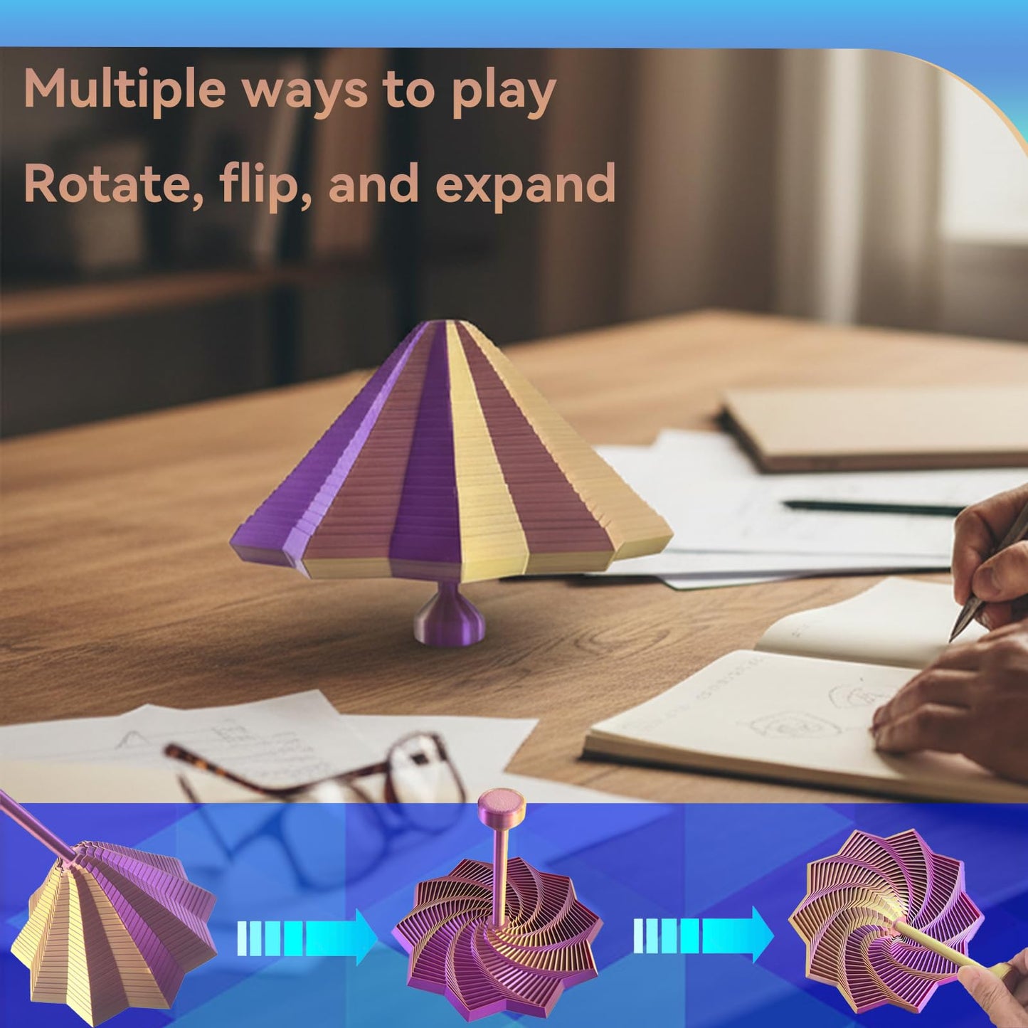Fidget with Handle, 7-Inch Expanded Sensory Fidget Star, Desk Fidgets for Adults with ADHD