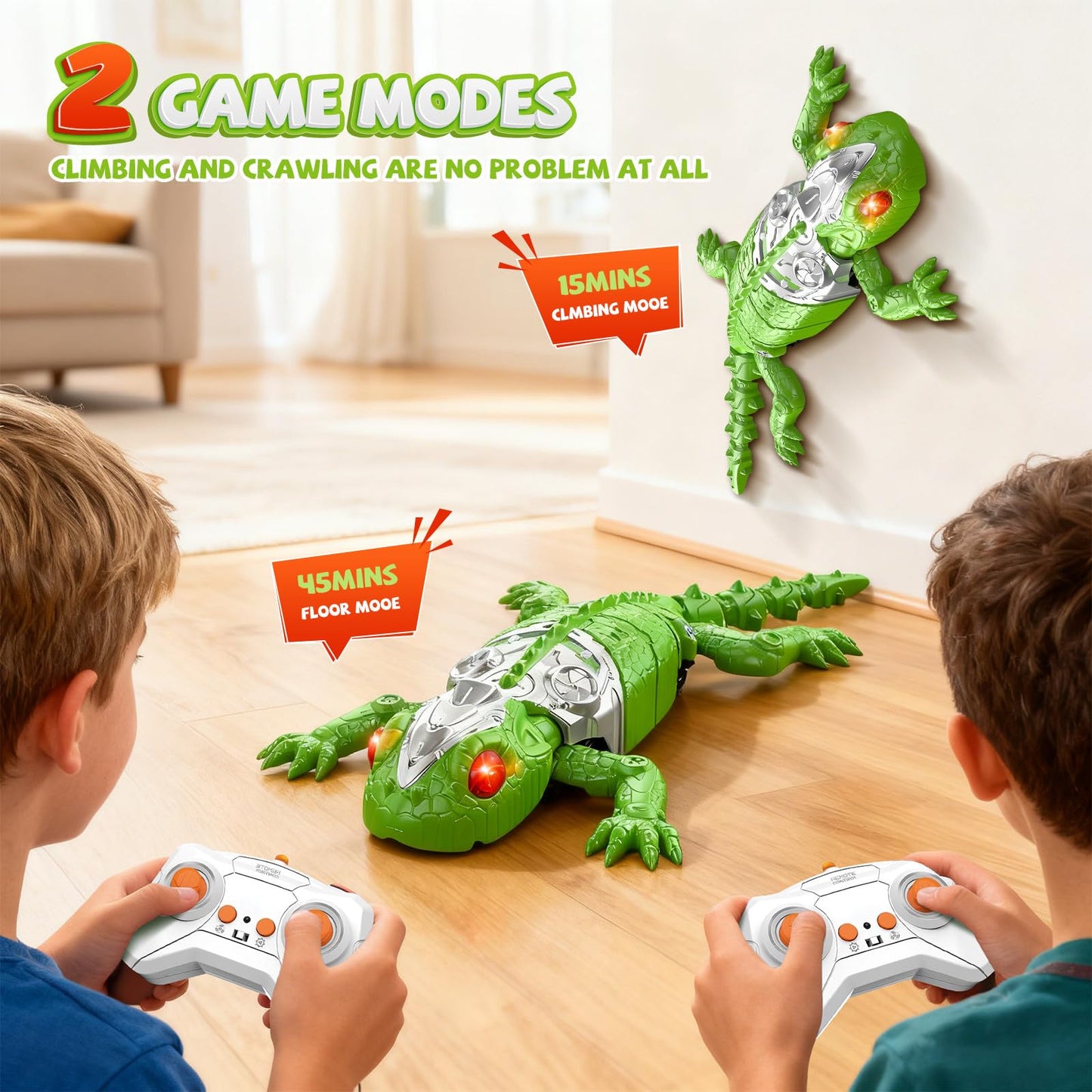 Lurui Wall Climbing Gecko Toy, Remote Control Lizard That Climbs Walls, Electric Gecko with LED Glowing Eyess,USB Rechargeable Wall Crawler Robot Toy for Kids, Interactive Lizard Toys for Boys Girls