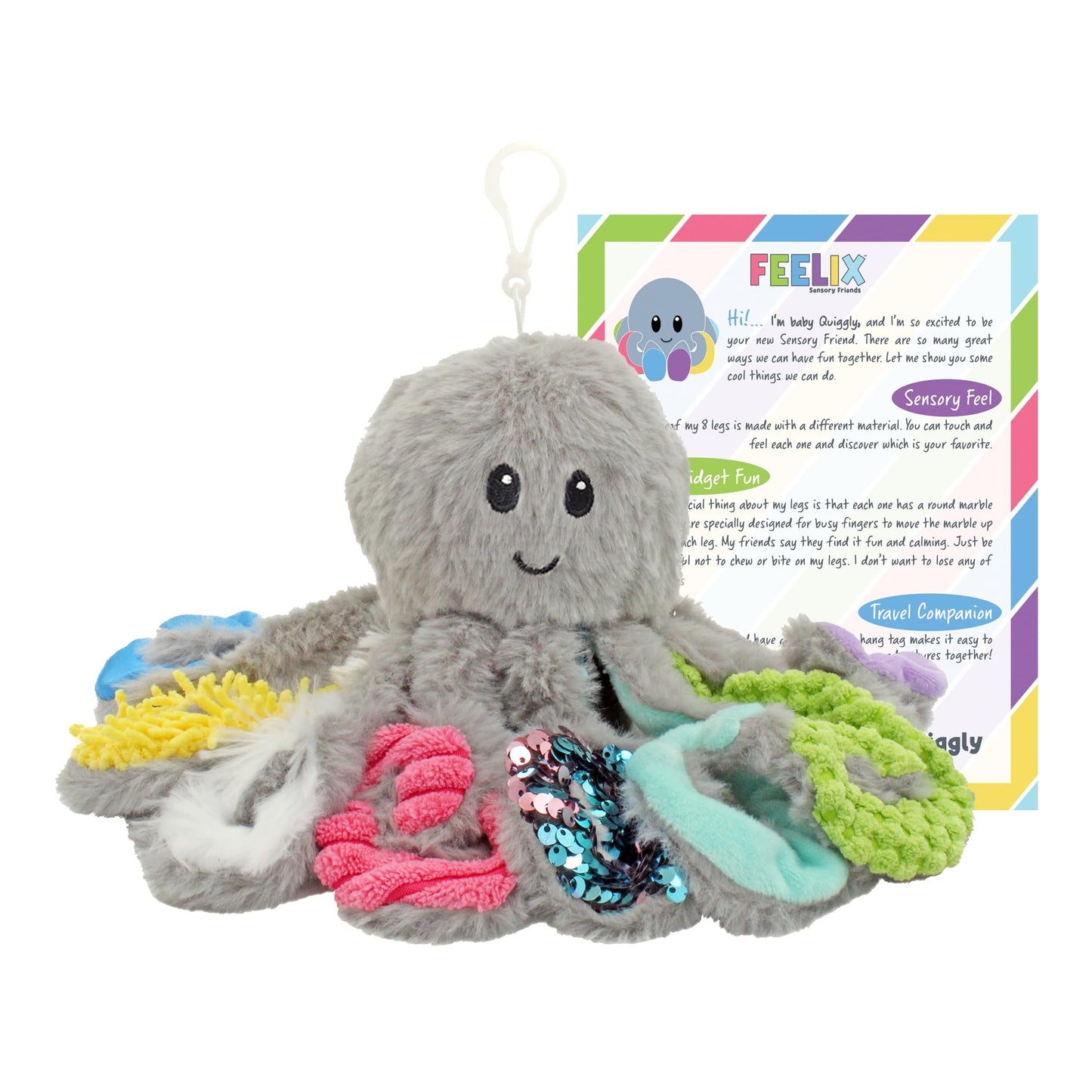 MEAVIA Mini Sensory Octopus Plush Toy, Travel-Size Fidget Plush for Special Needs and Sensory Fun