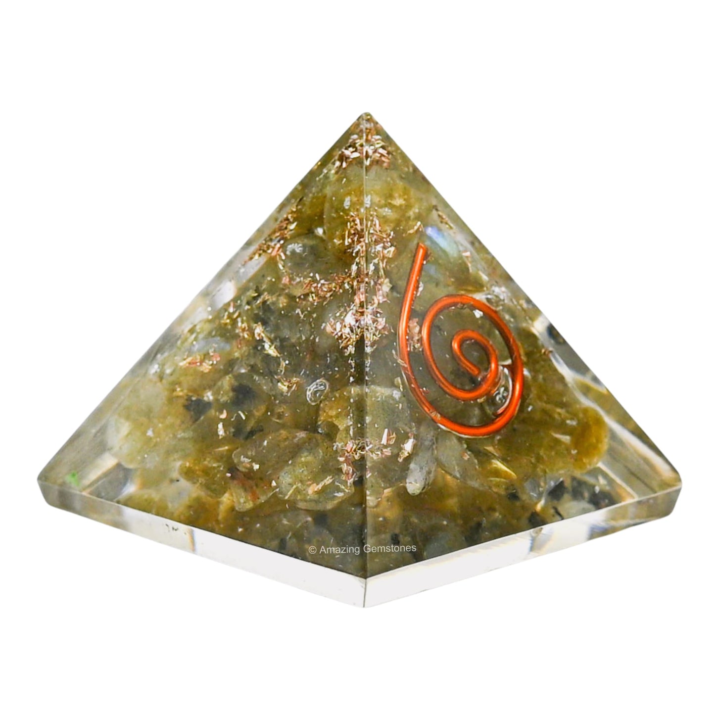 Amazing Gemstone Labradorite Orgone Pyramid - 30mm Small Orgonite Pyramids with Crystals and Healing Stones - Authentic Organite Gifts
