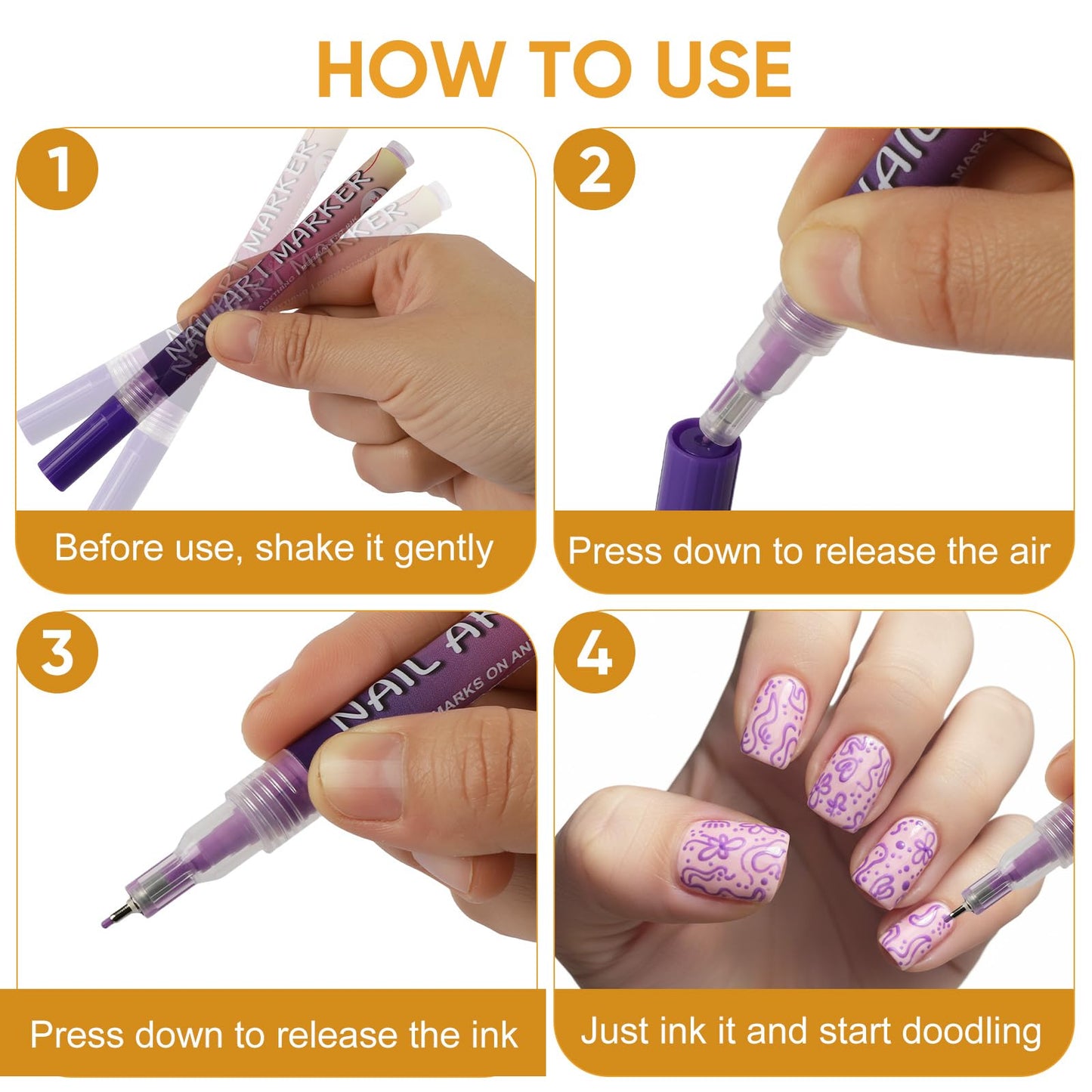 12 Colors Nail Art Pens Set,Nail Point Graffiti Dotting Pen for 3D Nail Art,Liner Brush for DIY Nail Art Beauty Adorn Manicure Tools （1 Set）