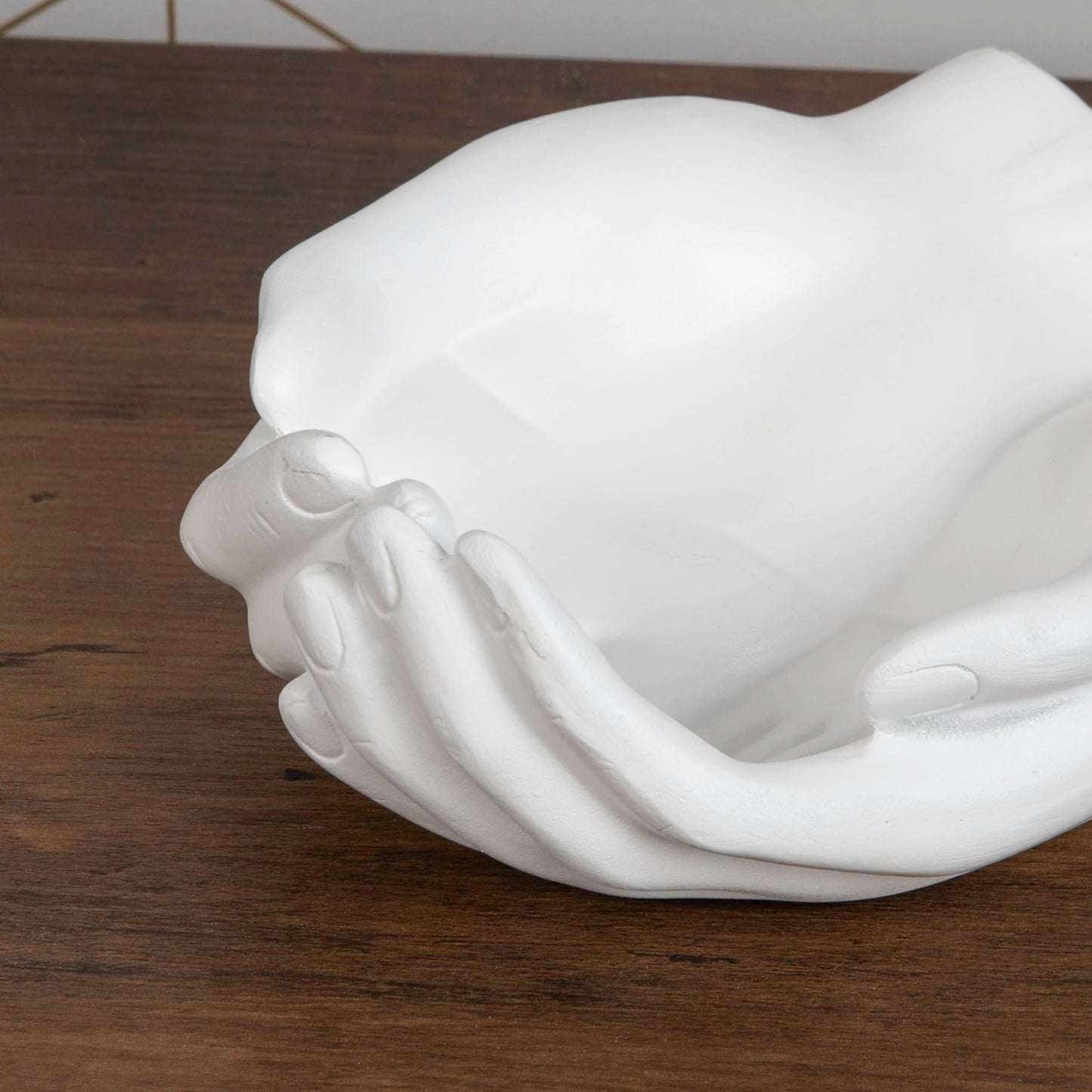 Danya B. CSK8076 Handle with Care Hands Holder, White Poly Resin Decorative Tray, Key Ring Jewelry Candle Trinket or Candy Dish, 5.25" W