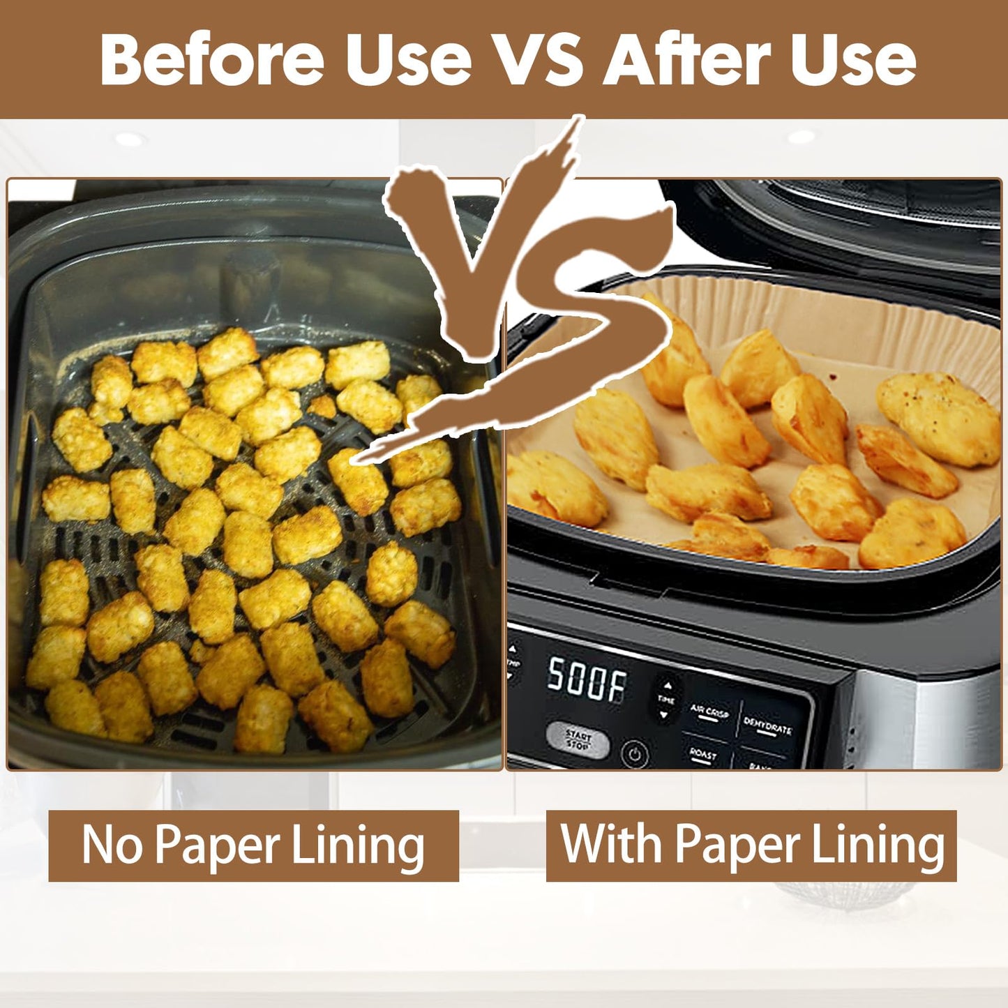 Ninja AG301 Air Fryer Liners - 125 Pcs Disposable Parchment Paper Airfryer Liners