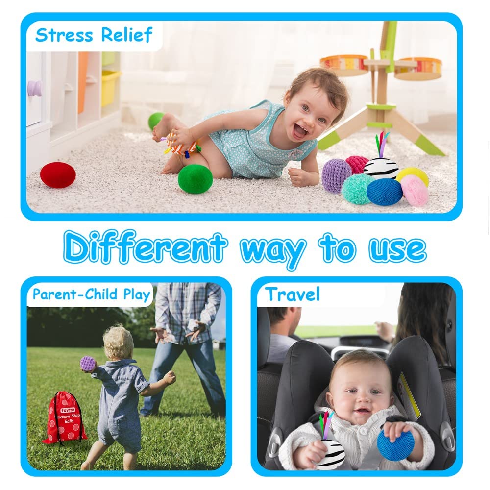 Baby Sensory Texture Ball Toy Set,10Pcs Montessori Toys for Babies 6-12 Months,Develop Fine Motor & Sensory Play for Newborns’ Early Learning,Fidget Stress Toys for Autism/Anxiety Relief.