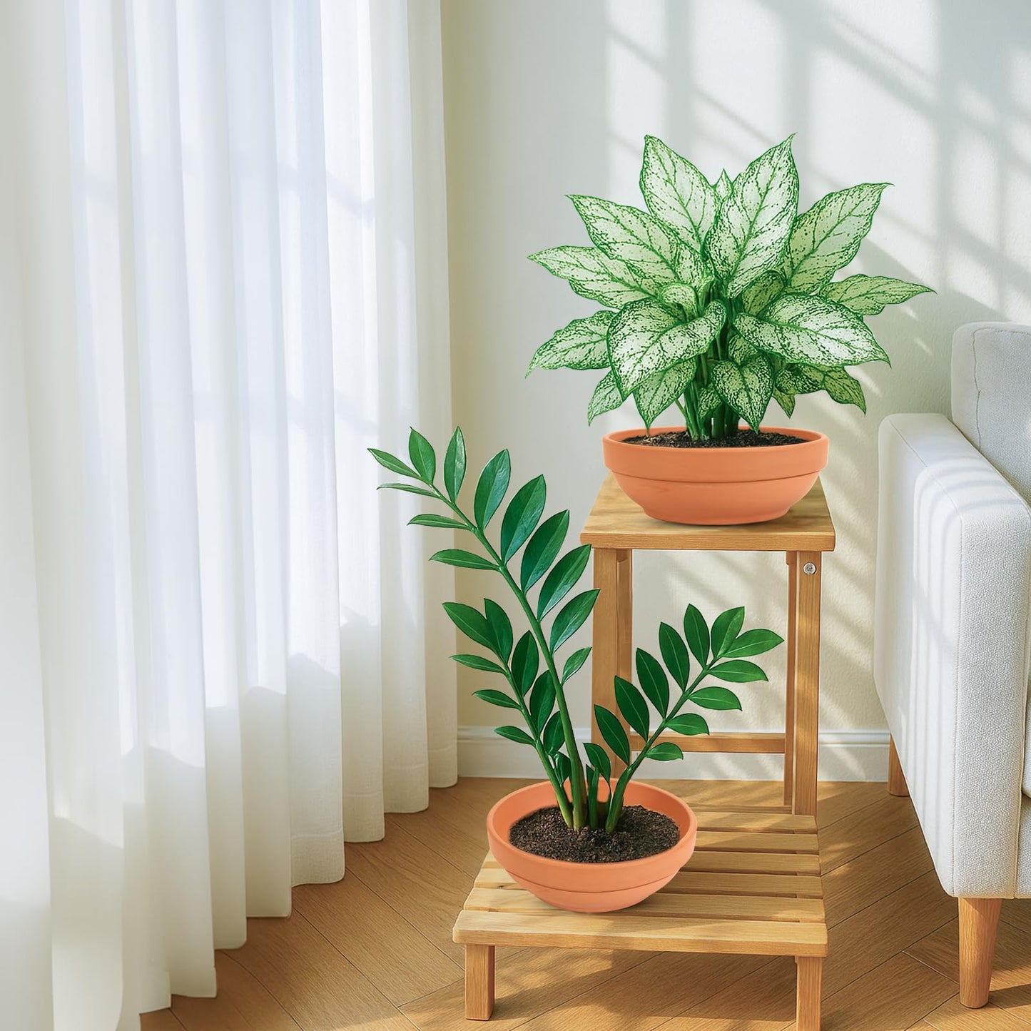 Laerjin Clay Pots for Plants with Drainage Hole, 4 Pack Large Terra Cotta Plant Pot, 7.67 Inch Terracotta Pot Ceramic Pottery Planter Cactus Flower Pots
