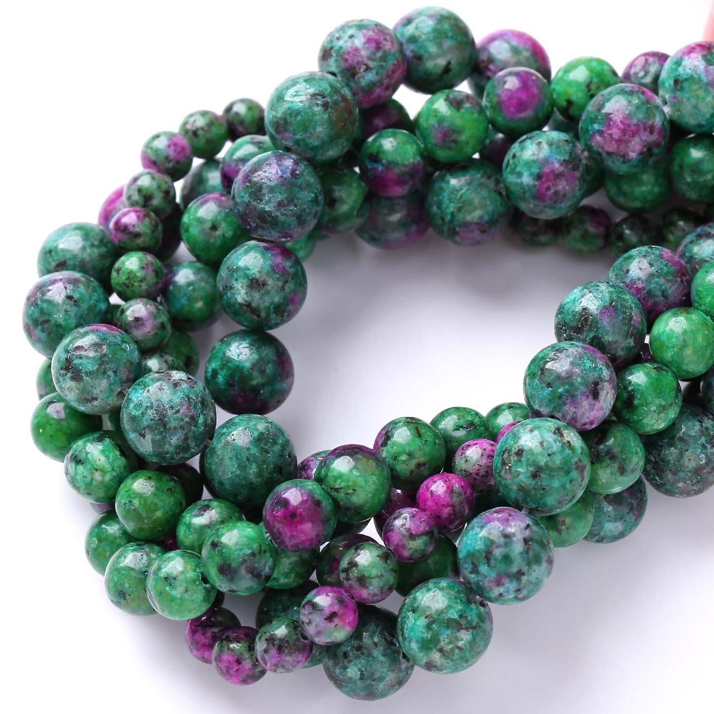 36pcs 10mm Natural Epidote Zoisite Stone Beads for Jewelry Making DIY Bracelet Necklace Accessories 15" Energy Healing Power Stone Beads