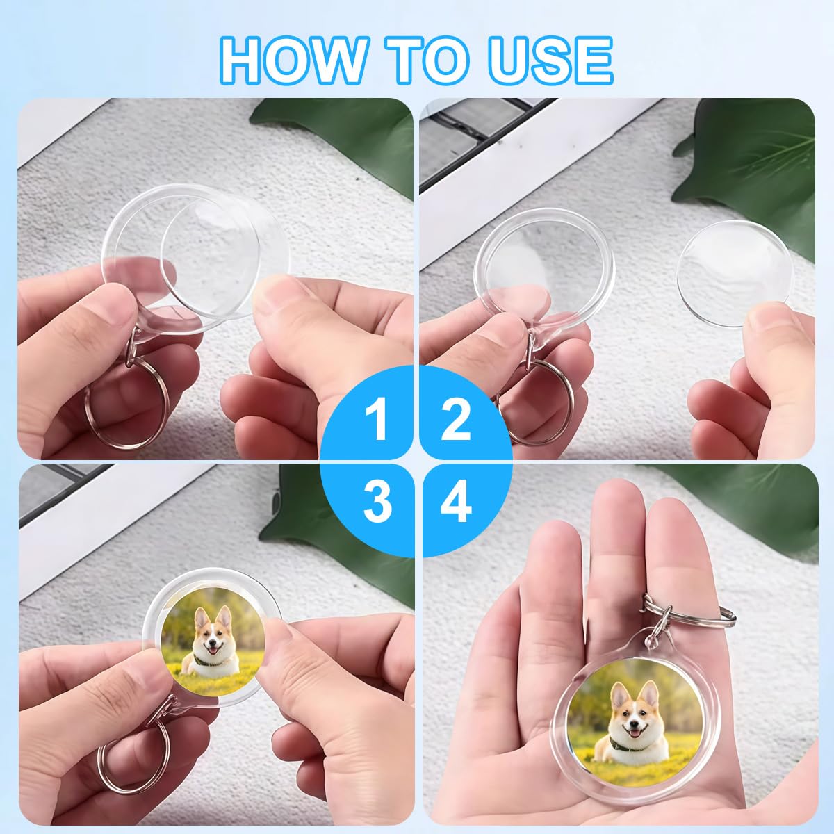 ASTRQLE 25 Pack Clear Blank Acrylic Photo Insert Picture Frame Keyring Key Chains Keychains Insert Personalised Custom Keychains with Split Ring for Family & Friends Gifts DIY Craft