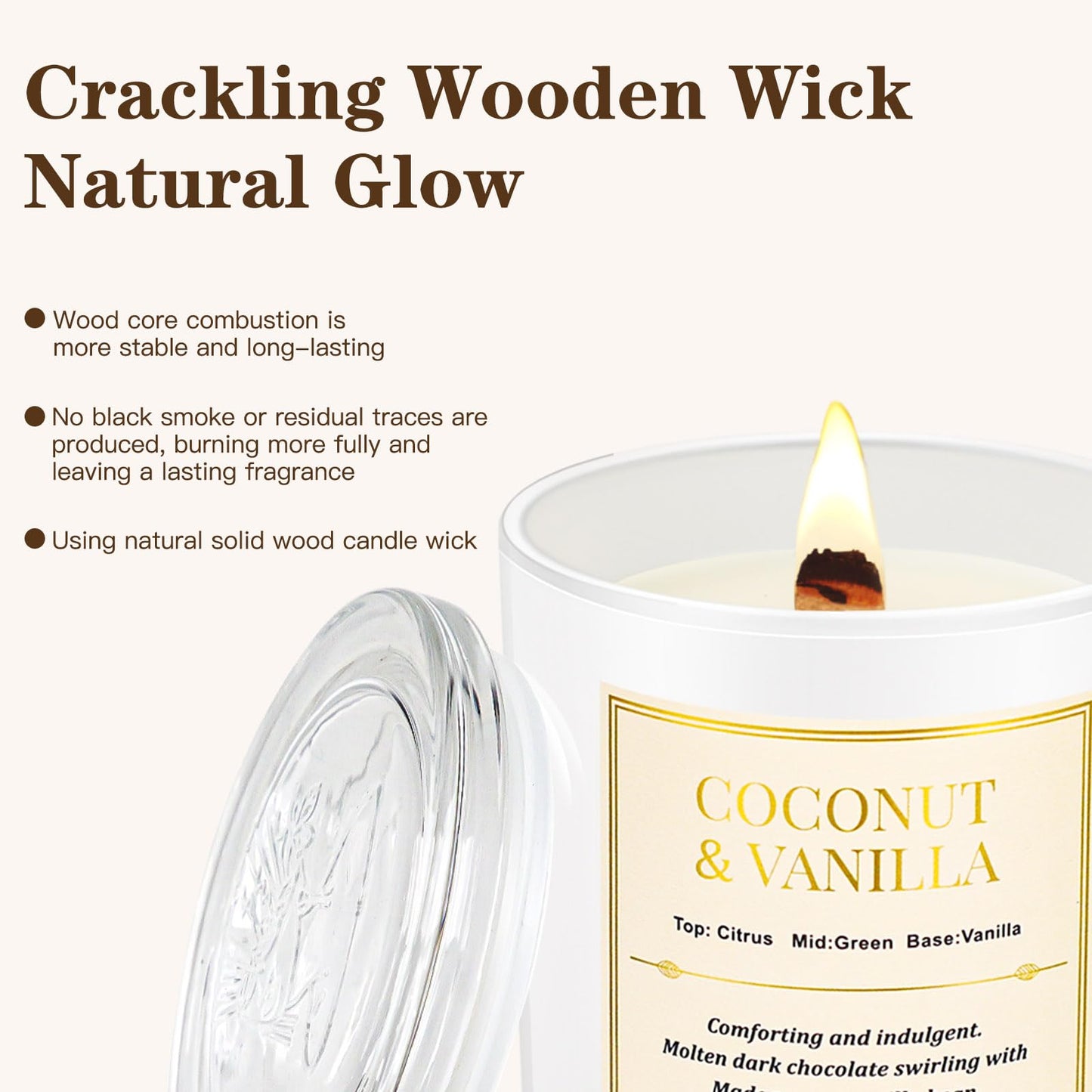 2 Pack Wood Wick Coconut & Vanilla Candle Gift Set – Long Lasting Soy Wax Candles with Gift Boxes, Holiday Aromatherapy Candles for Home Decor & Holiday Gifts