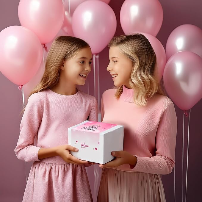 Happy Birthday Gift Basket Cookies Chocolate Chip Cookie Fudge Filled For Her Women Girls Kids | INDIVIDUALLY WRAPPED Pink Treat Food Package