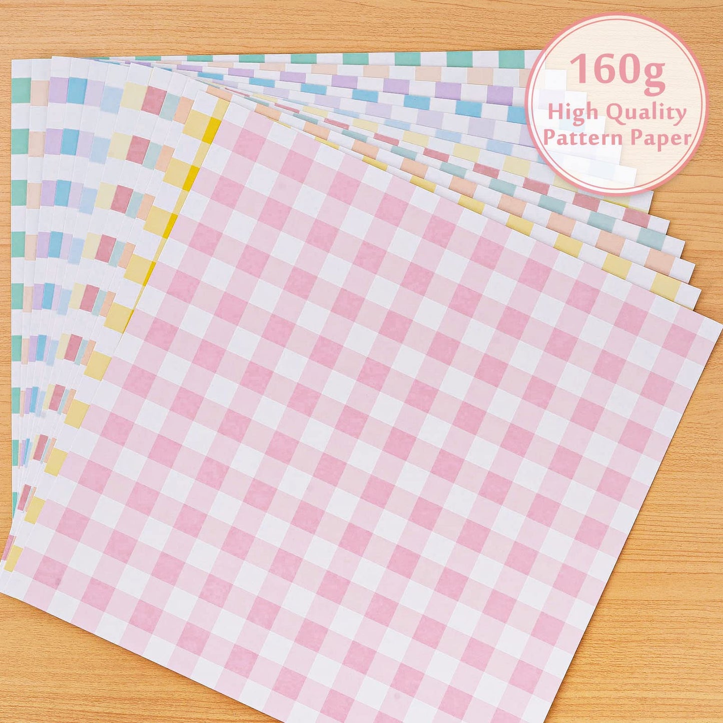 Whaline 24pcs Spring Pastel Plaid Pattern Paper 12 Designs Gingham Double-Sided Scrapbook Paper for DIY Crafts Scrapbook Photo Album Decor, 11.8 x 11.8 Inch