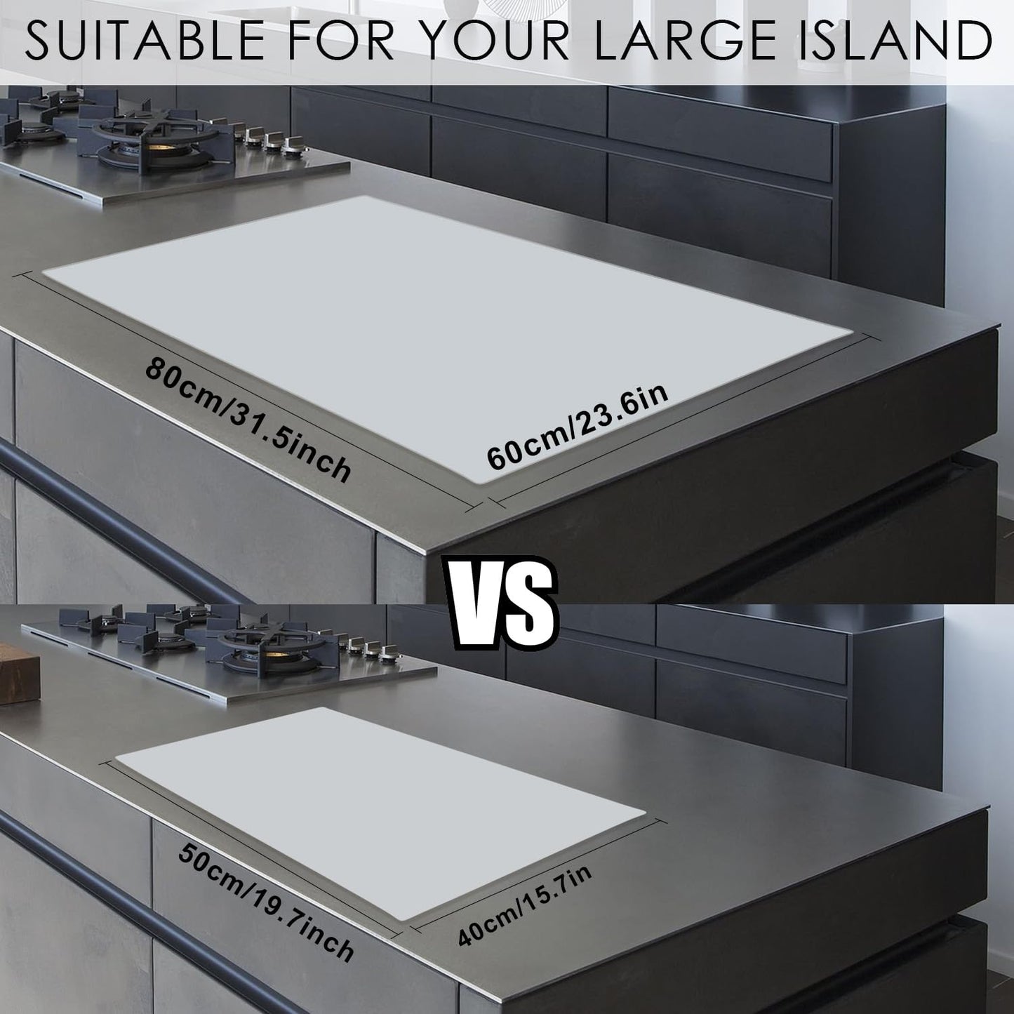 Extra Large Silicone Mat, 31.5x23.6 Inch Heat Resistant Mat for Kitchen Counter, Non-Stick Silicone Baking Mat for Dough and Pastry, Thick Silicone Pad Countertop Protector, Gray