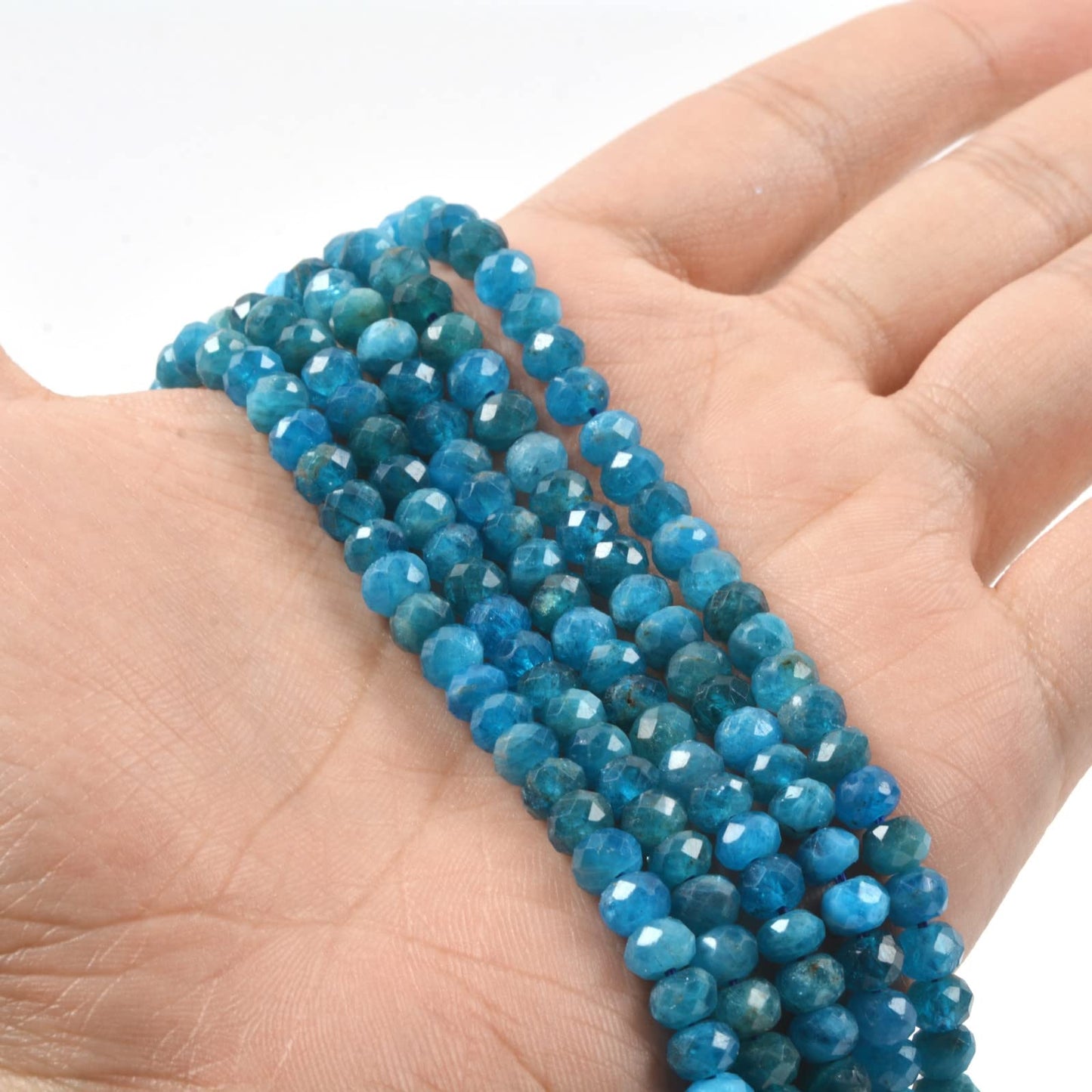 6mm Natural Apatite Faceted Rondelle Loose Beads Jewelry Making DIY Bead 16 Inch