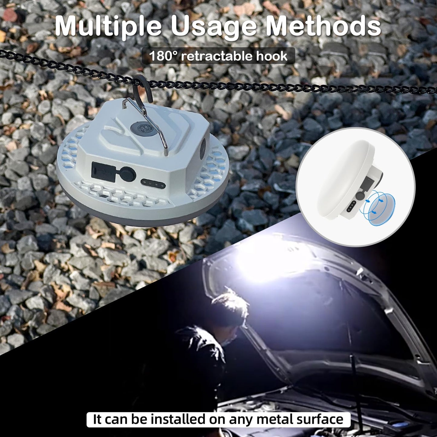 10000mAh Rechargeable Hanging Tent Light with Magnet, 30W 4000LM LED 3 Color Lighting Modes (Remote) Camping Lantern, Portable IPX5 Waterproof LED Flashlight for Emergency & Gift