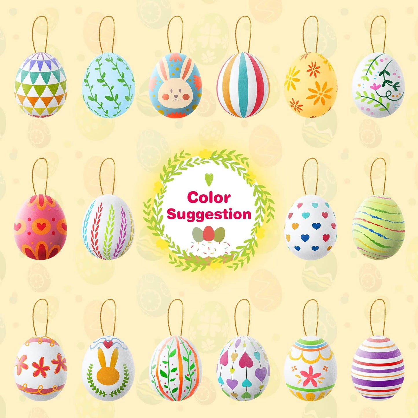 Easter White Eggs Painting Kit-Paintable Flocking Eggs with Doodle Kit for DIY Design-Hanging Flocking Eggs with Rope for Decoration,Egg Hunts, Basket stuffers & Essentials, Easter Gift,28PCS